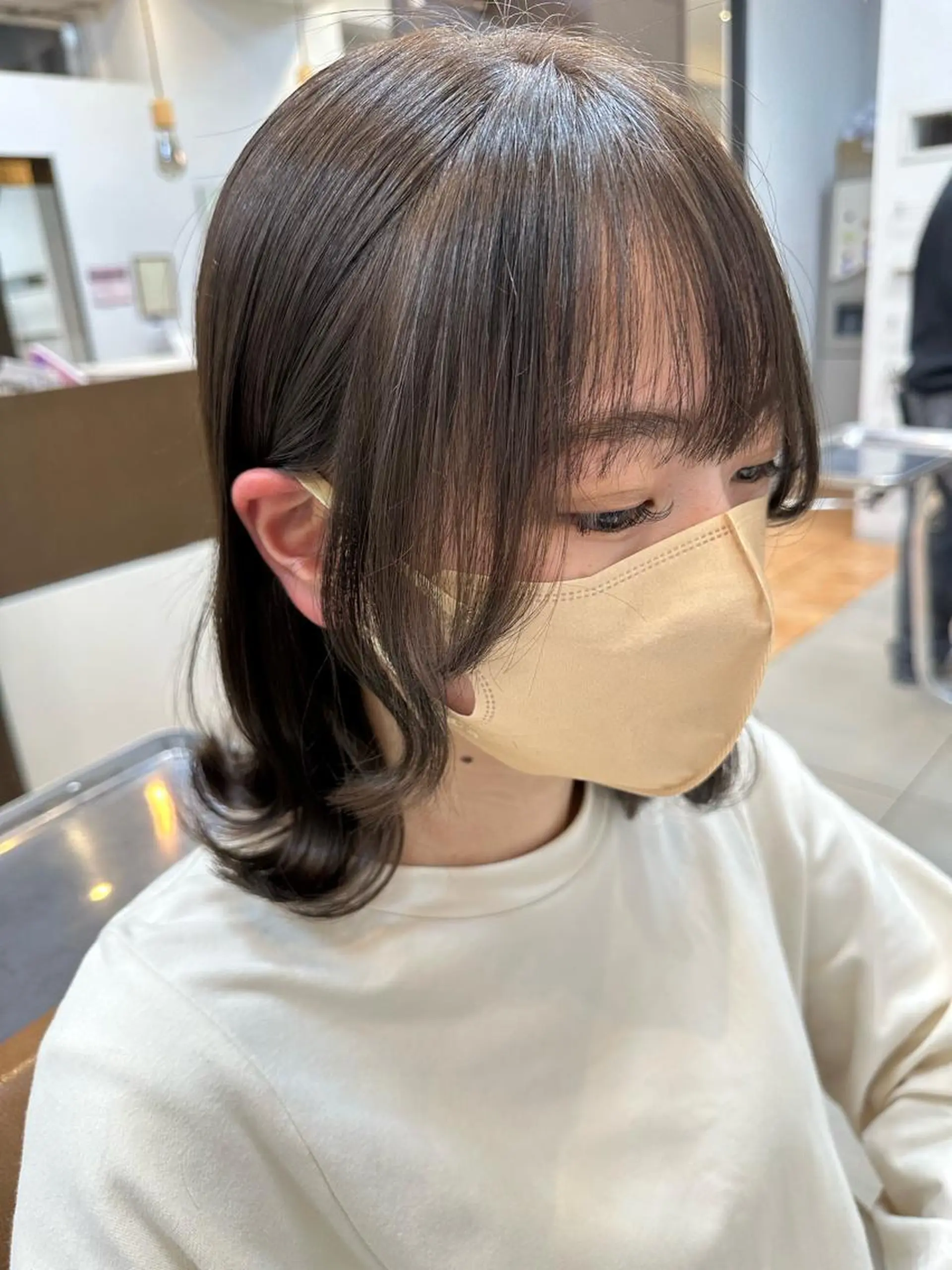 ミディアム カラー ヘアアレンジ 顔周りカット カット ヘアカラー Cloe 梅田所属・🌼北口 絢🌼のヘアスタイル