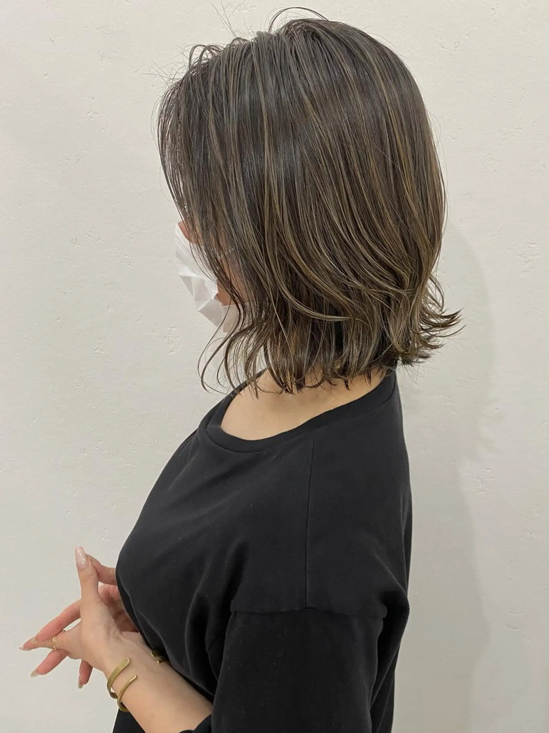 ミディアム ヘアカラー みずの ゆきなのヘアスタイル