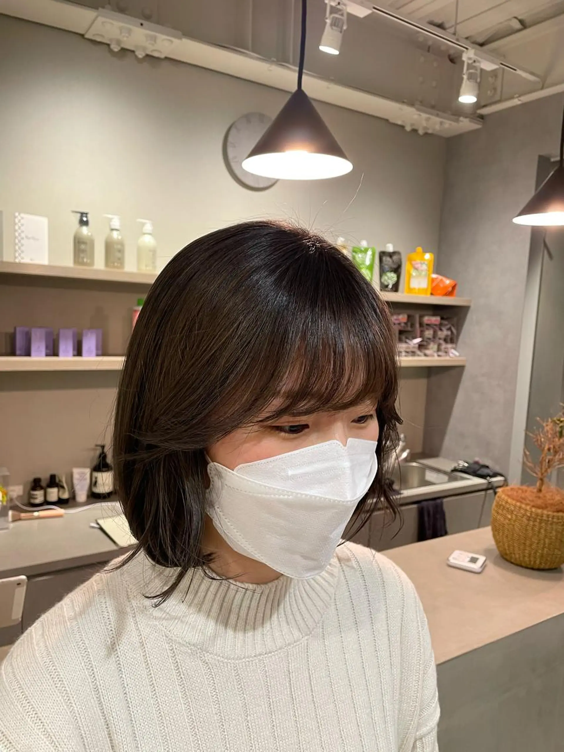 ミディアム ボブ エギョモリ 外国人風カラー ハイライト 髪質改善 韓国風/オシャレ /縮毛矯正/滝口琴未のヘアスタイル