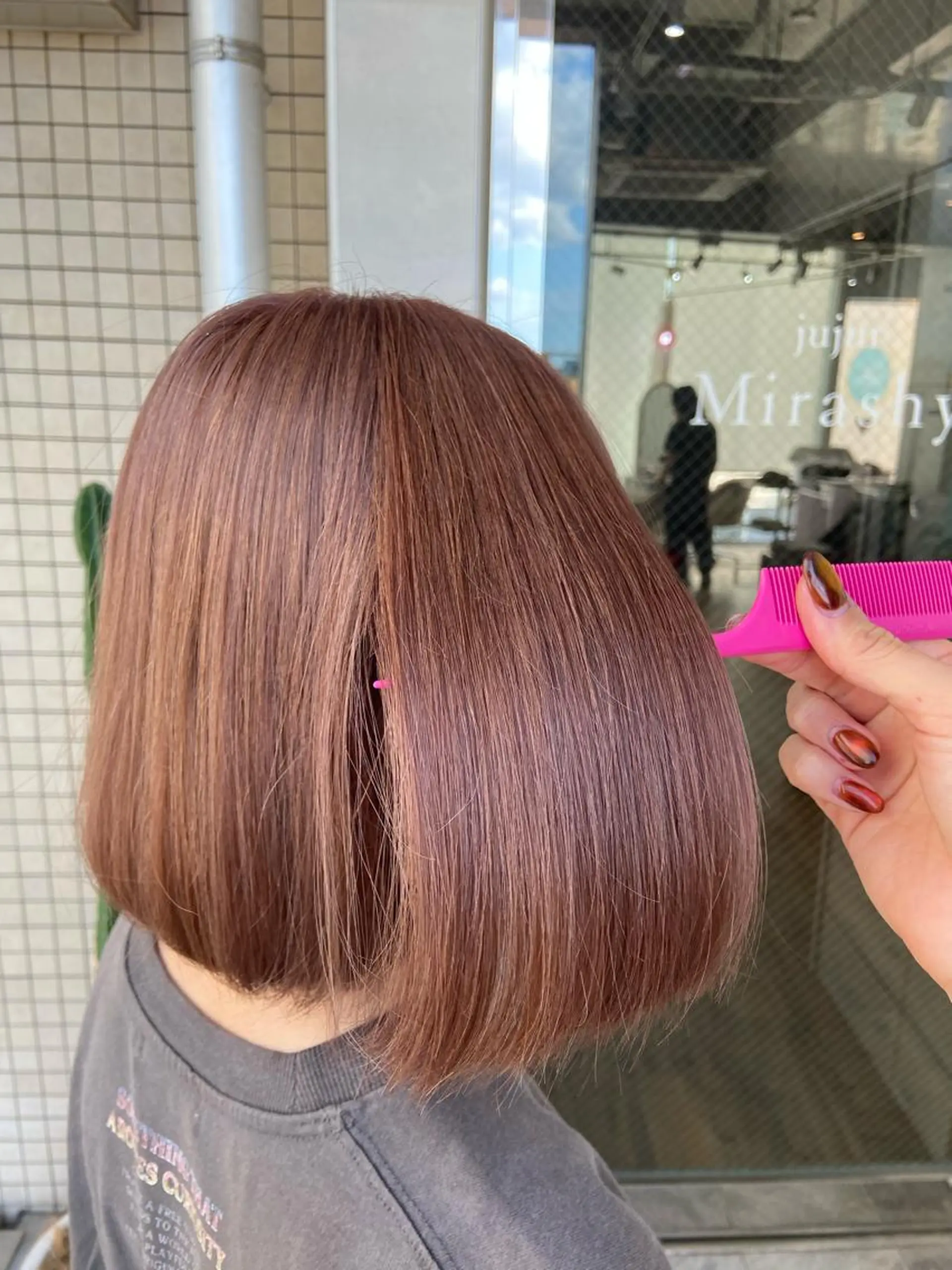 ショート カラー グレージュ ピンクカラー ヘアカラー トリートメント 🧸プルエクステ❤︎ ネイルKAO🧸のヘアスタイル