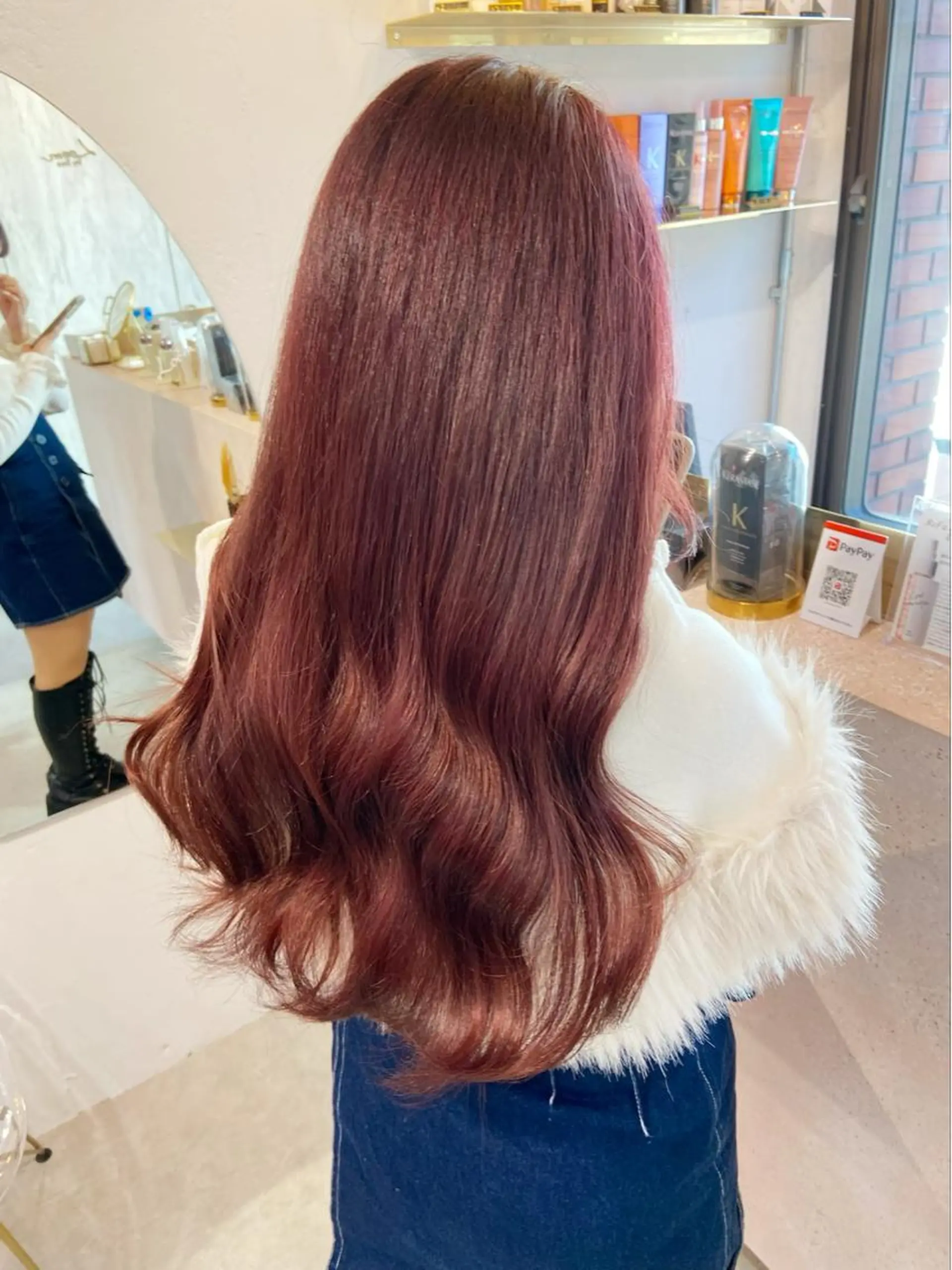 ロング カラー シールエクステ ブリーチ ブラウンカラー ケアカラー ダブルカラー 新宿/韓国ヘア 中明度カラー/かやのヘアスタイル