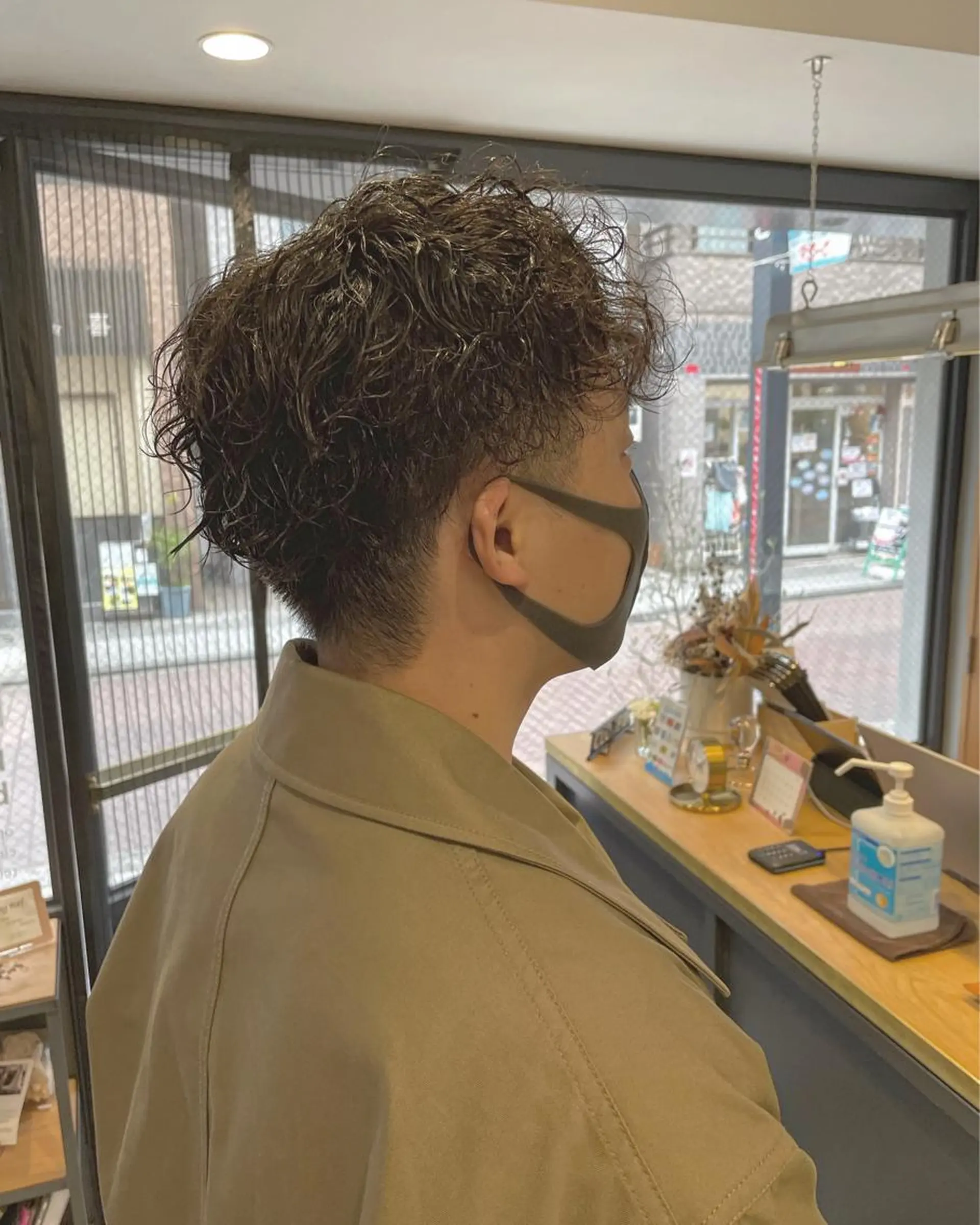 パーマ メンズ 暖色カラー🍊 ボブ🌿顔周りcutのヘアスタイル