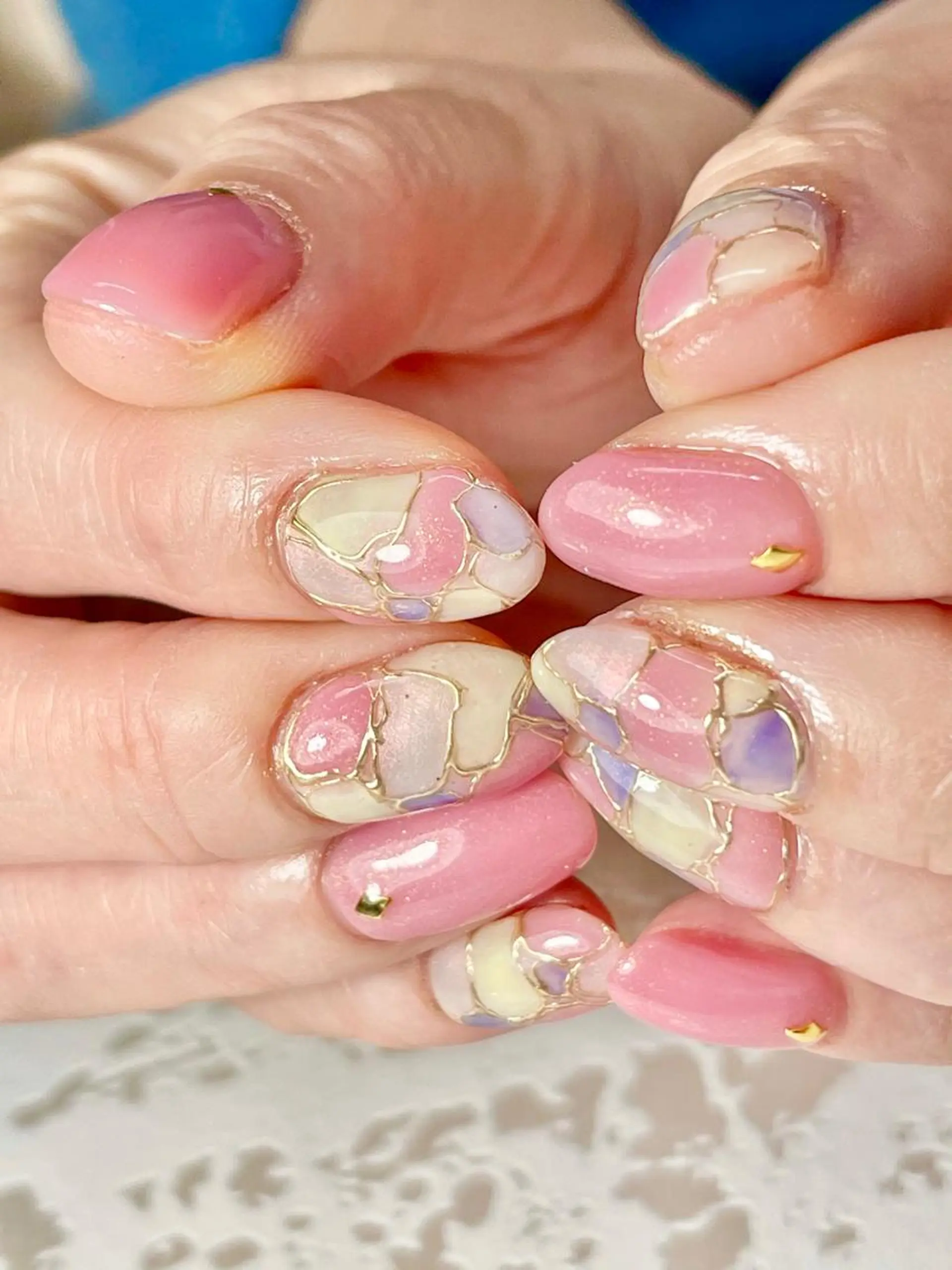 ショート カラー ネイル アートネイル ゴールド パステルネイル nail salon Axia所属・nail salon Axiaのネイルデザイン