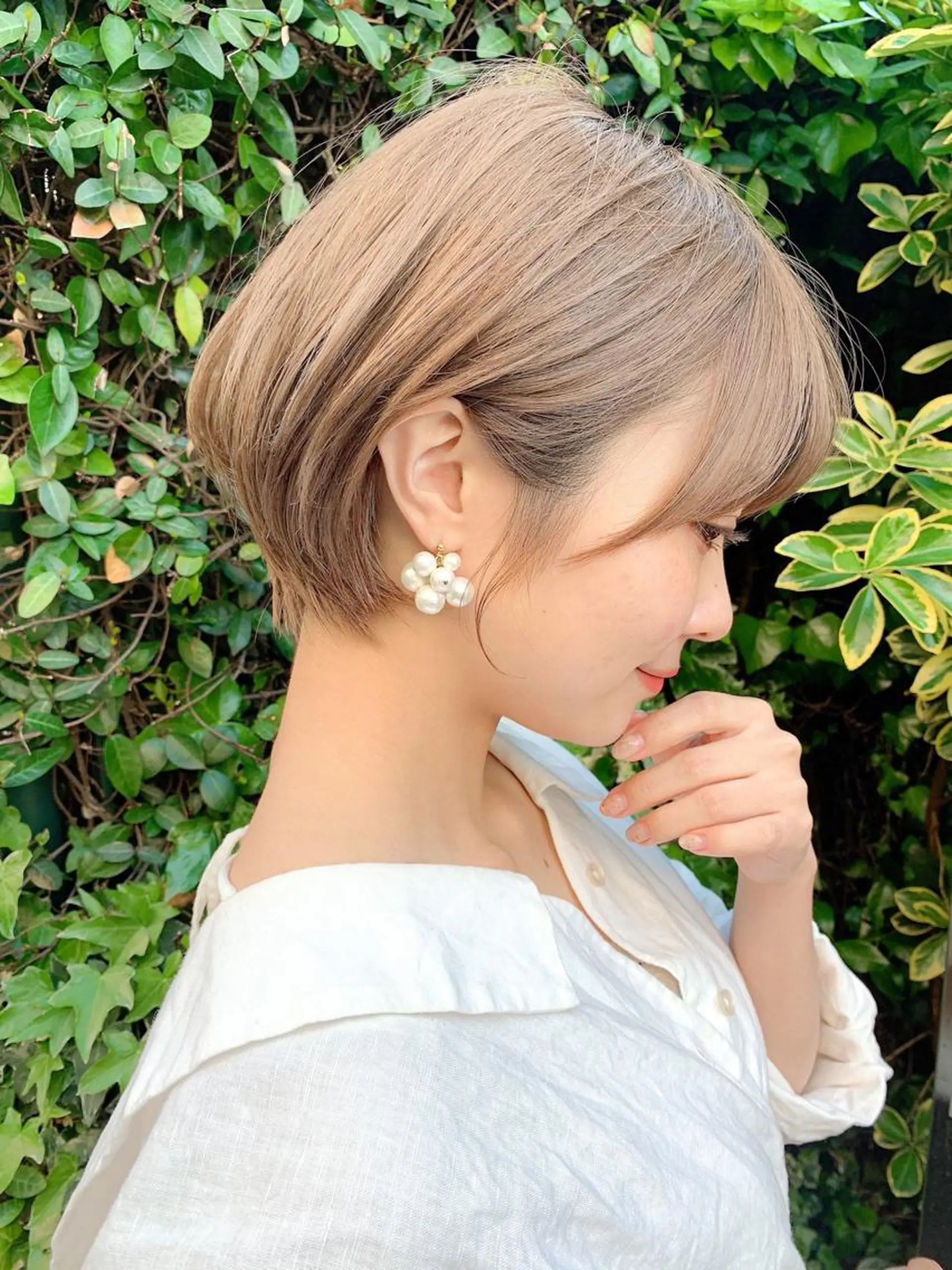 ショート カラー パーマ 丸みショート ショートヘア 大人かわいい💍🤍 ボブ/ショートボブのヘアスタイル