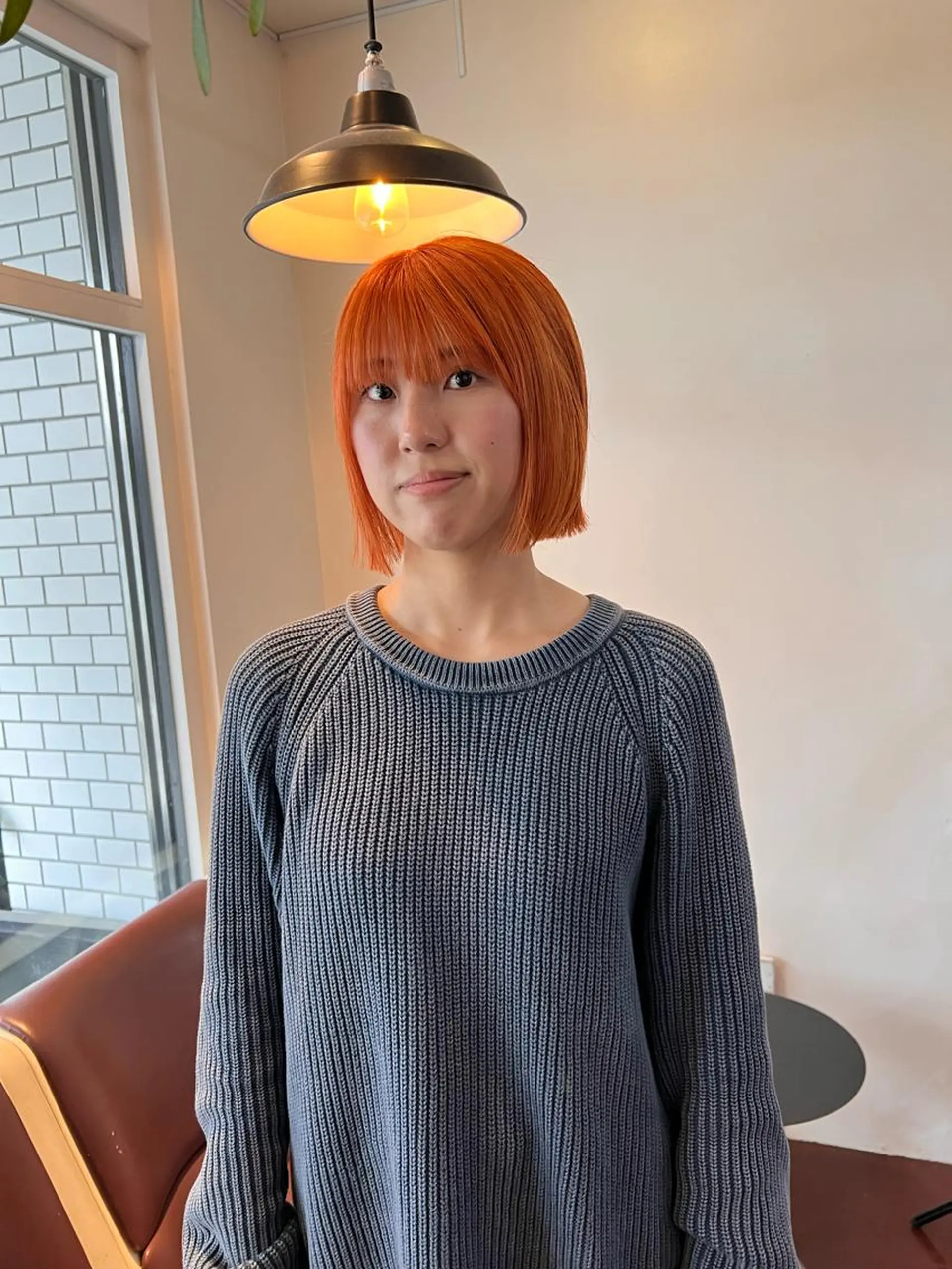 ショート カラー ブリーチ オレンジ カット ヘアカラー トリートメント 柔らかブラウン/顔周 りレイヤー♡ユウシのヘアスタイル