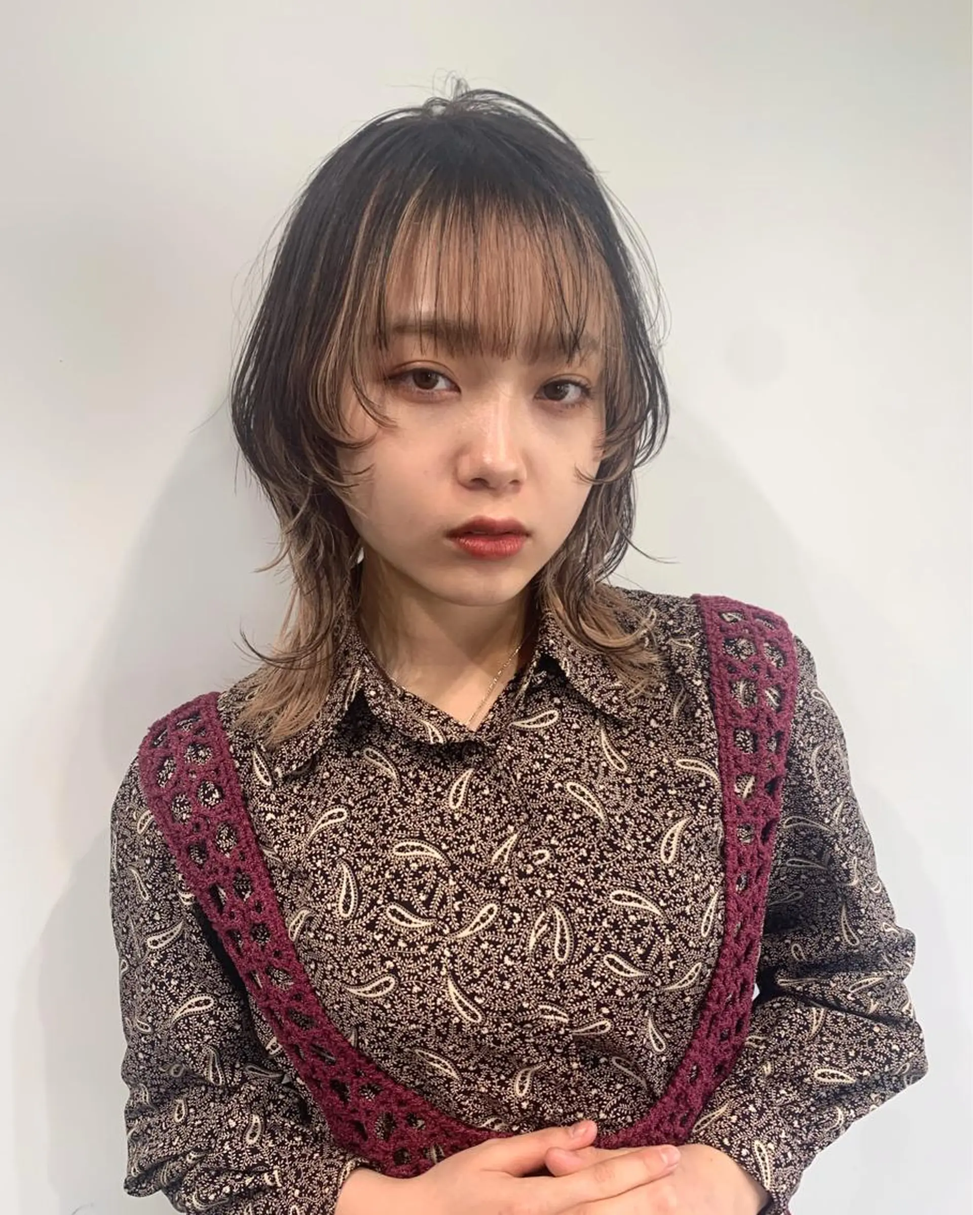 セミロング カット トリートメント ブリーチ/ウルフ ハッシュカット/石山のヘアスタイル