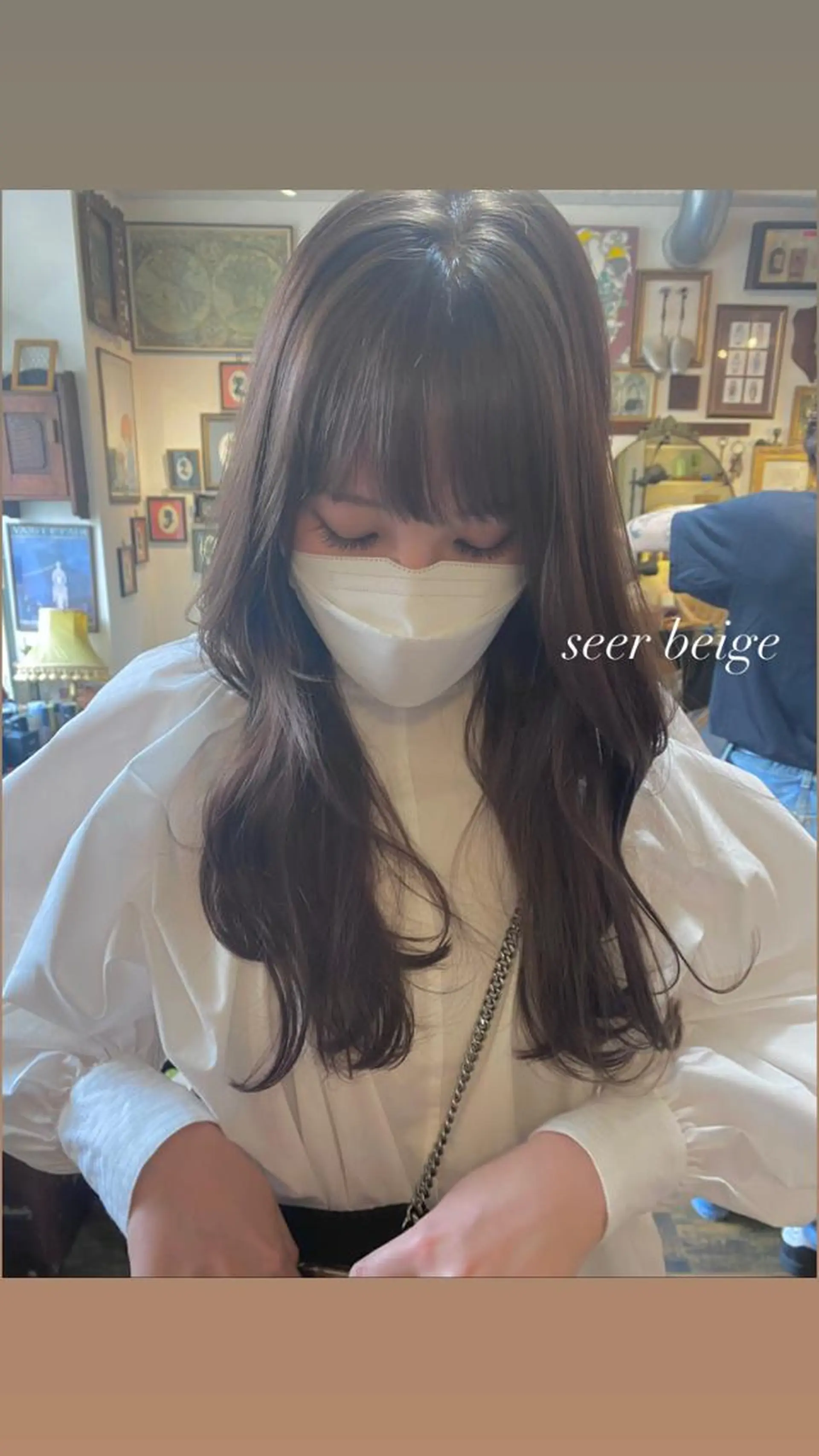 セミロング カラー ベージュカラー ブリーチ ブリーチなしカラー ヤスザトアヤノ ／レイヤー／オリーブのヘアスタイル