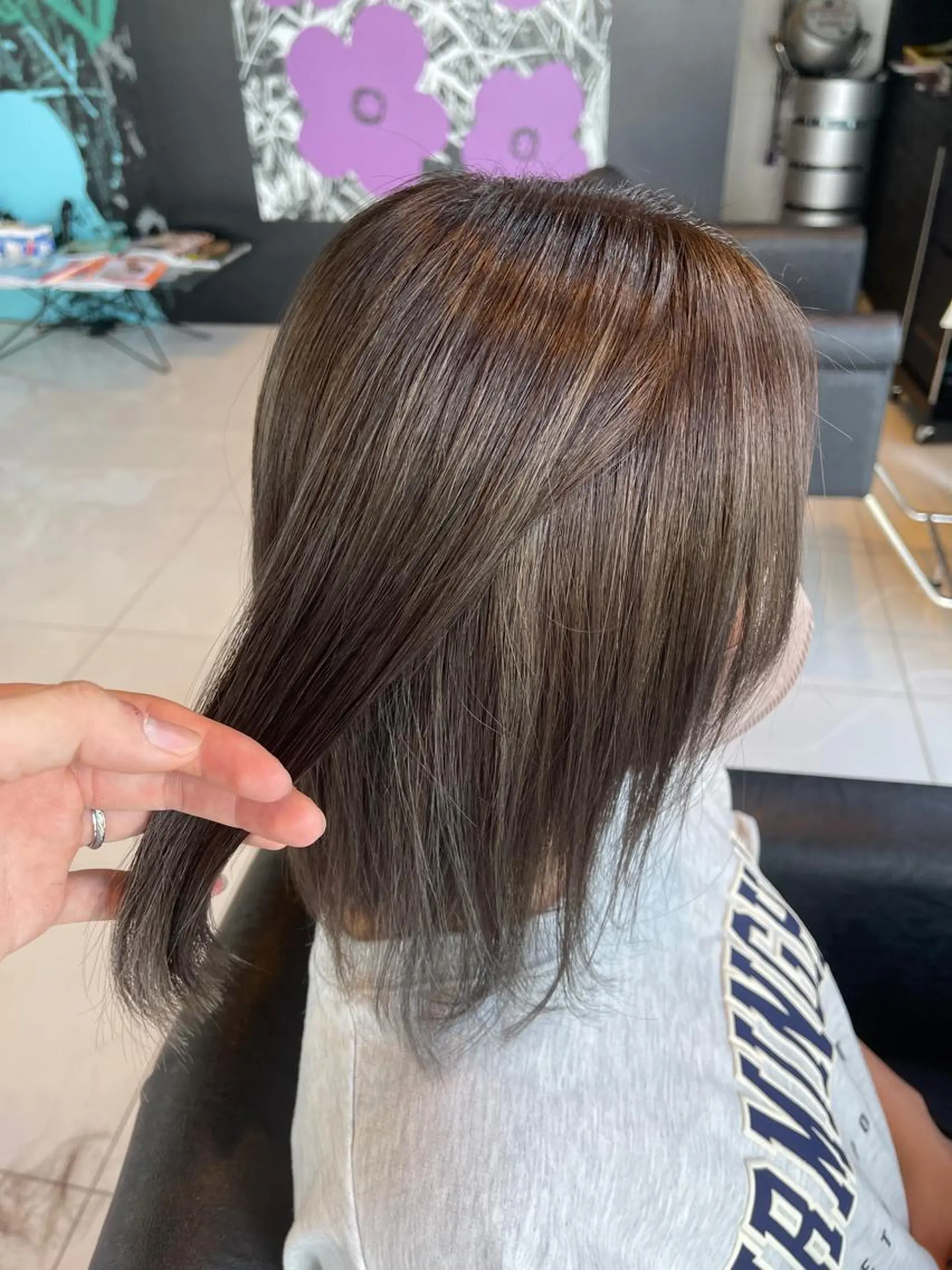 セミロング ハイライト カット ヘアカラー 三好 達也のヘアスタイル