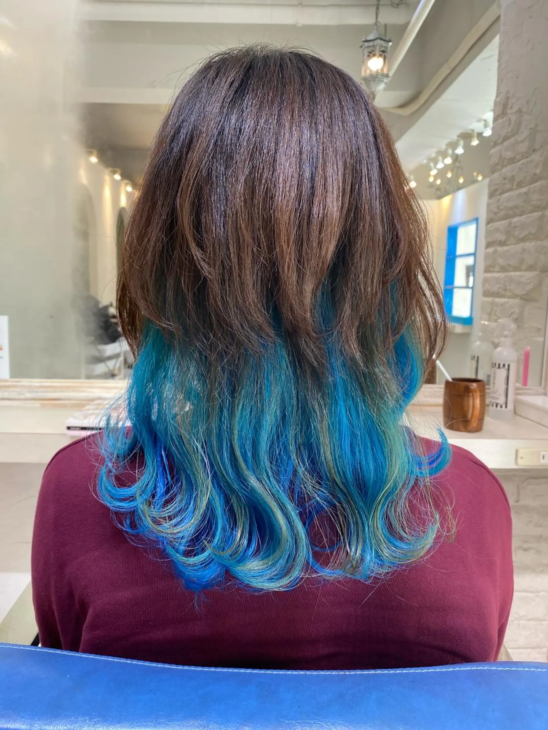 ミディアム カラー ブリーチ ブルーカラー ヘアカラー uros.所属・メンズパーマ/ エクステ🌞セナのヘアスタイル