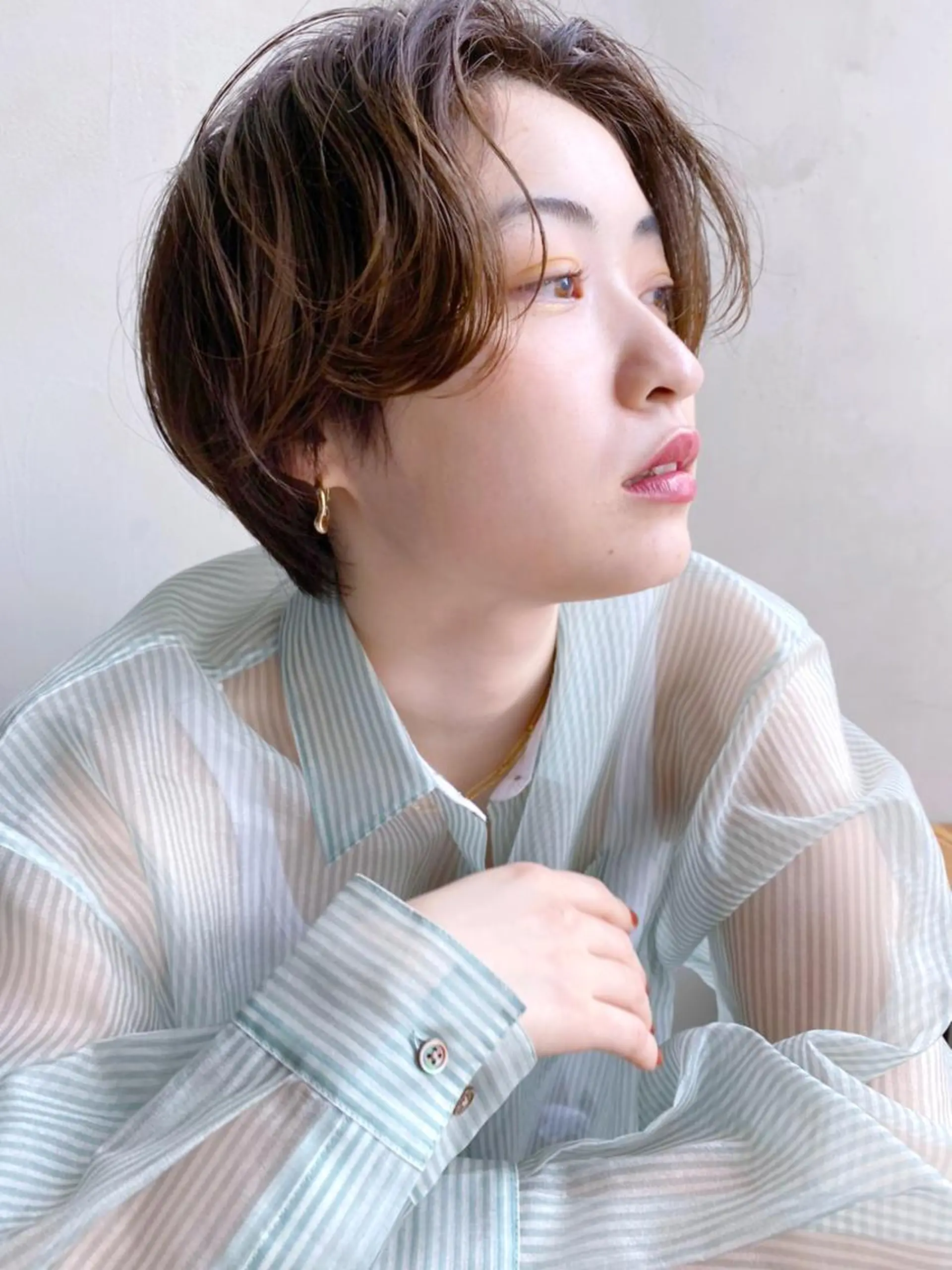 カラー パーマ ヘアアレンジ ショート ハンサムショート アッシュ アッシュブラウン ブラウンカラー ショートヘア ITbyALBUM 八王子店のヘアスタイル