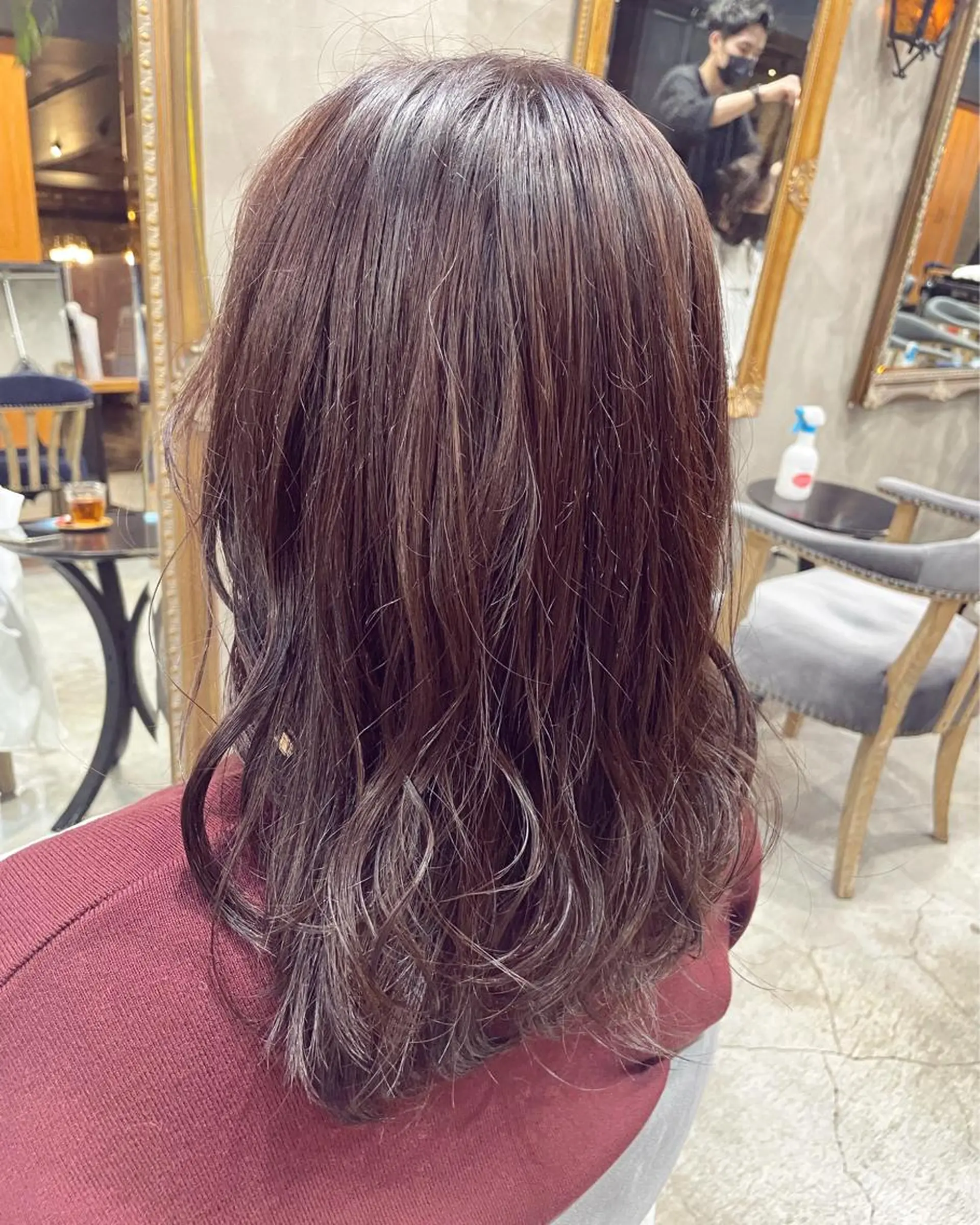 セミロング カラー ヘアアレンジ カット トリートメント 髪質改善カラー&TR 縮毛矯正/弱酸性矯正のヘアスタイル