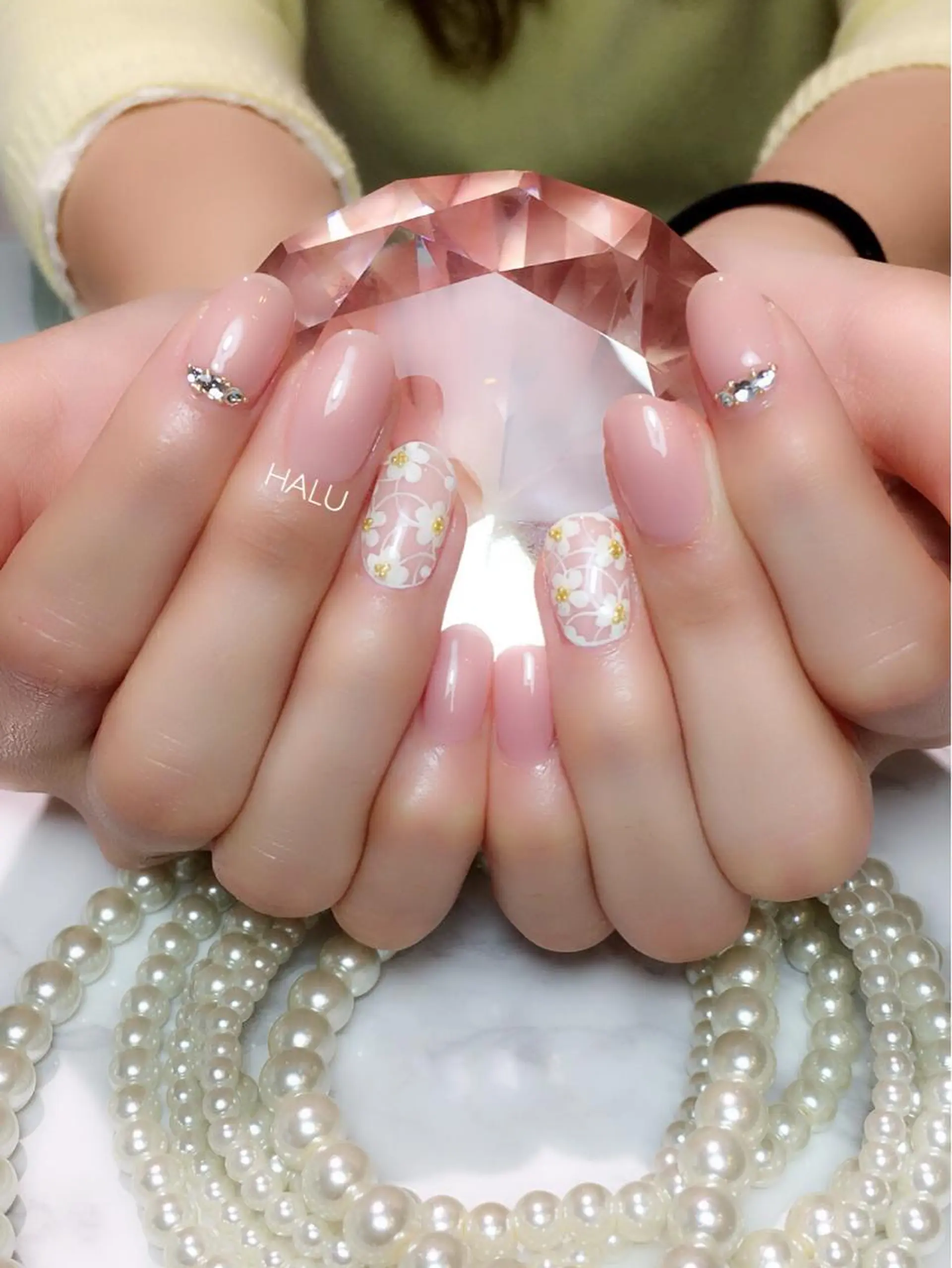 ネイル レース ピンク 春ネイル HALU ハルのネイルデザイン