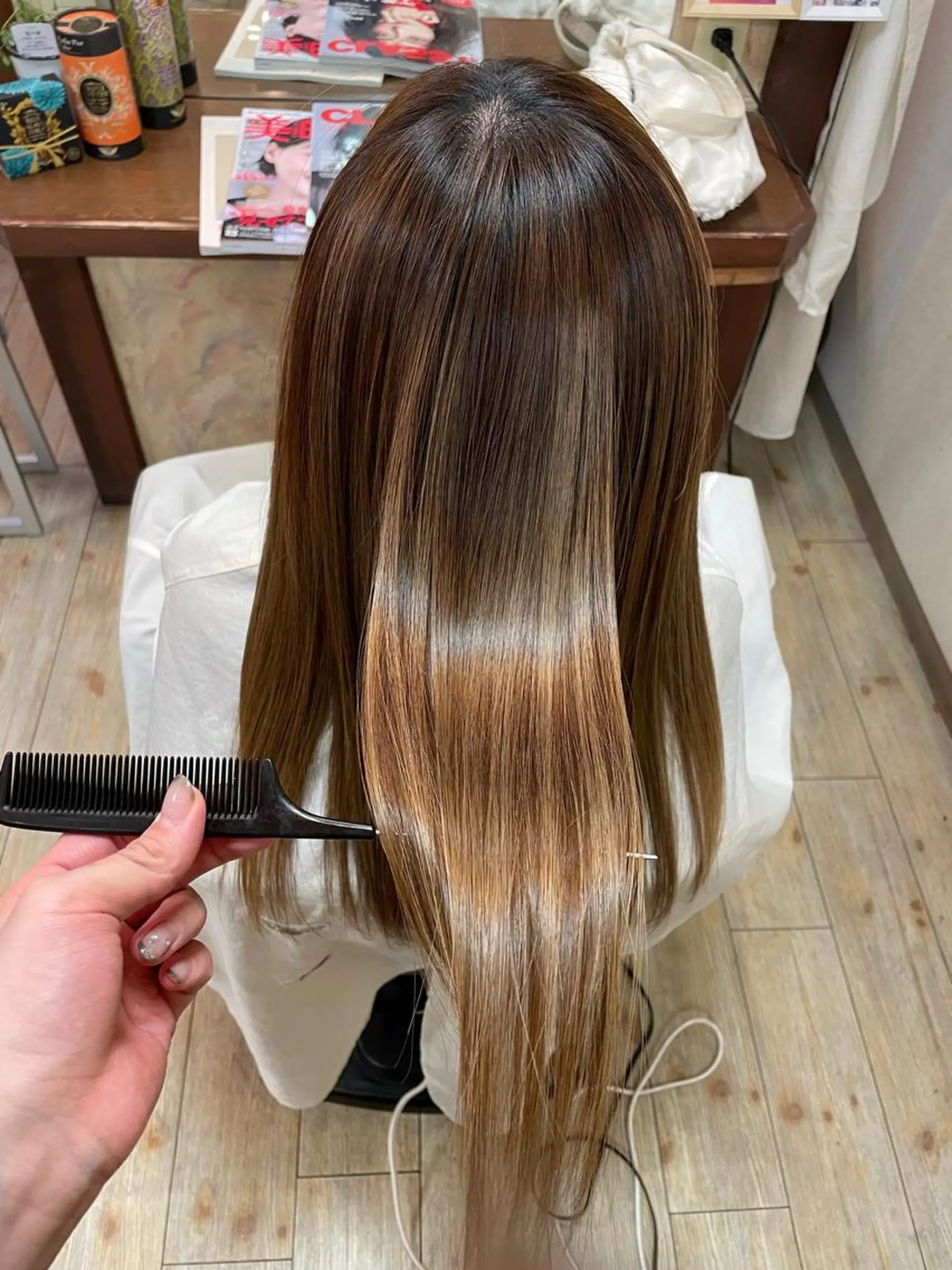 セミロング 髪質改善 ヘアカラー ひなの/艶髪/ 白髪染め/髪質改善のヘアスタイル