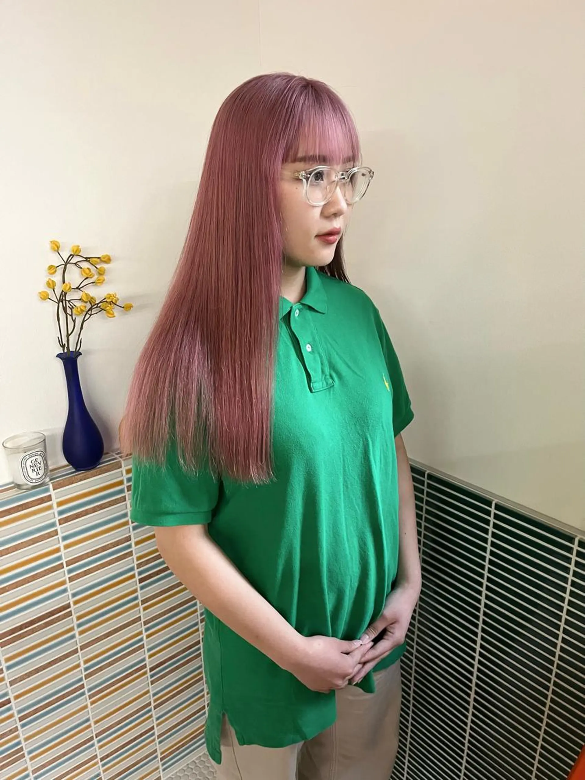 ロング カラー ベージュカラー ブリーチ ピンクカラー ピンクベージュ ヘアカラー トリートメント 🩷ハイトーン透明感 レイヤー🩷ユリカのヘアスタイル