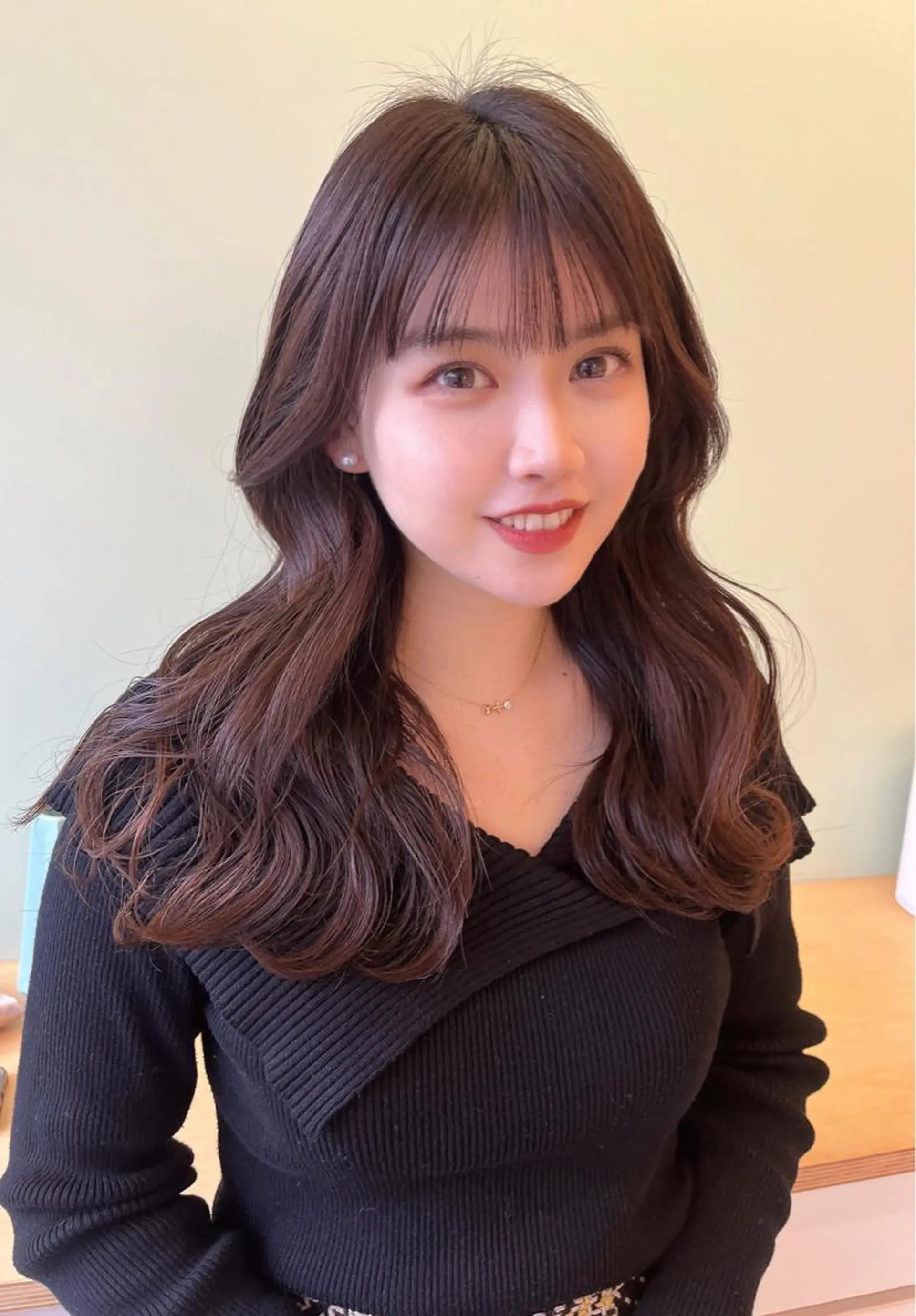 ロング 顔周りカット 小顔カット 村松 萌のヘアスタイル