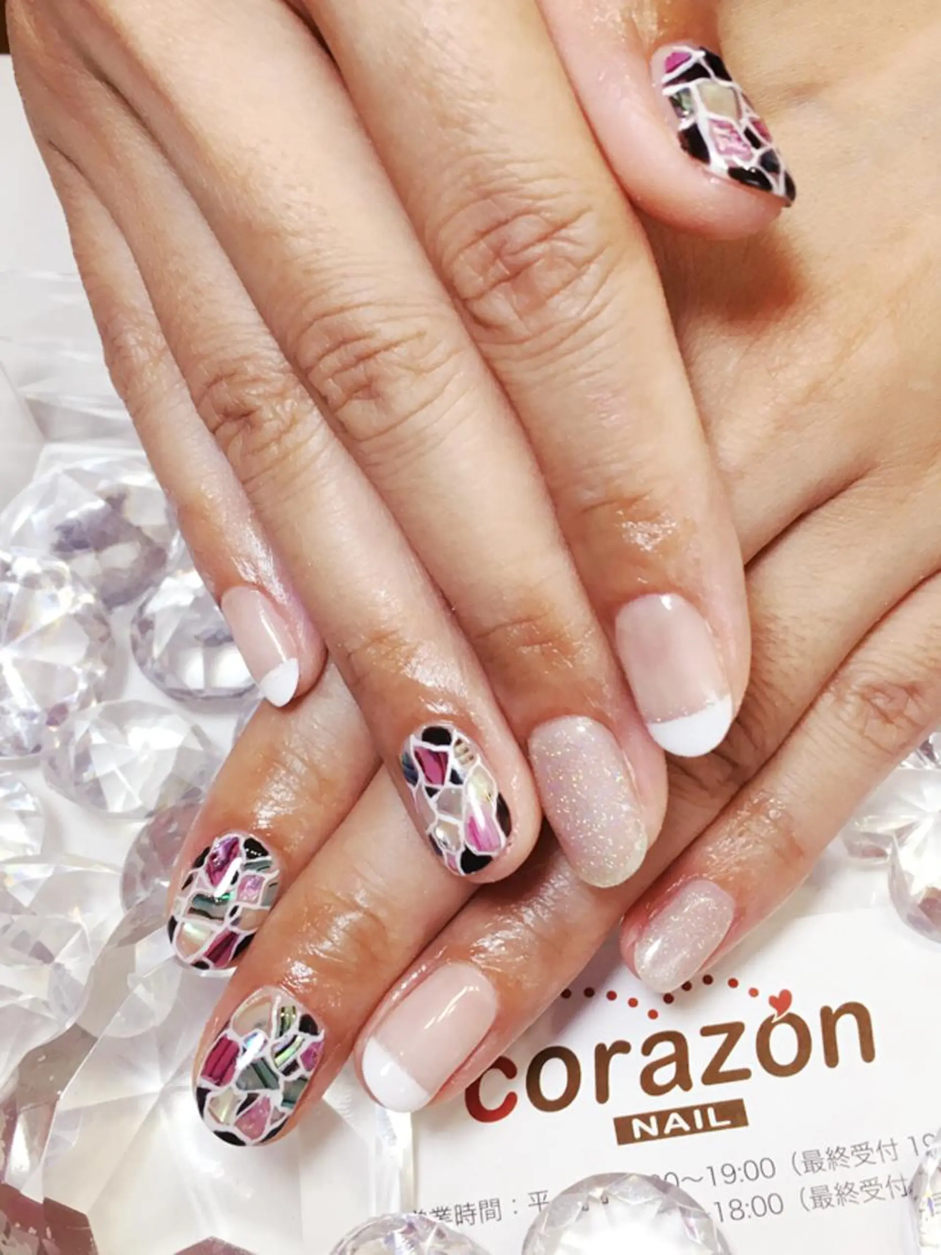 ネイル アートネイル オーロラネイル クリアネイル ストーンネイル corazon所属・ネイリスト aicoのネイルデザイン