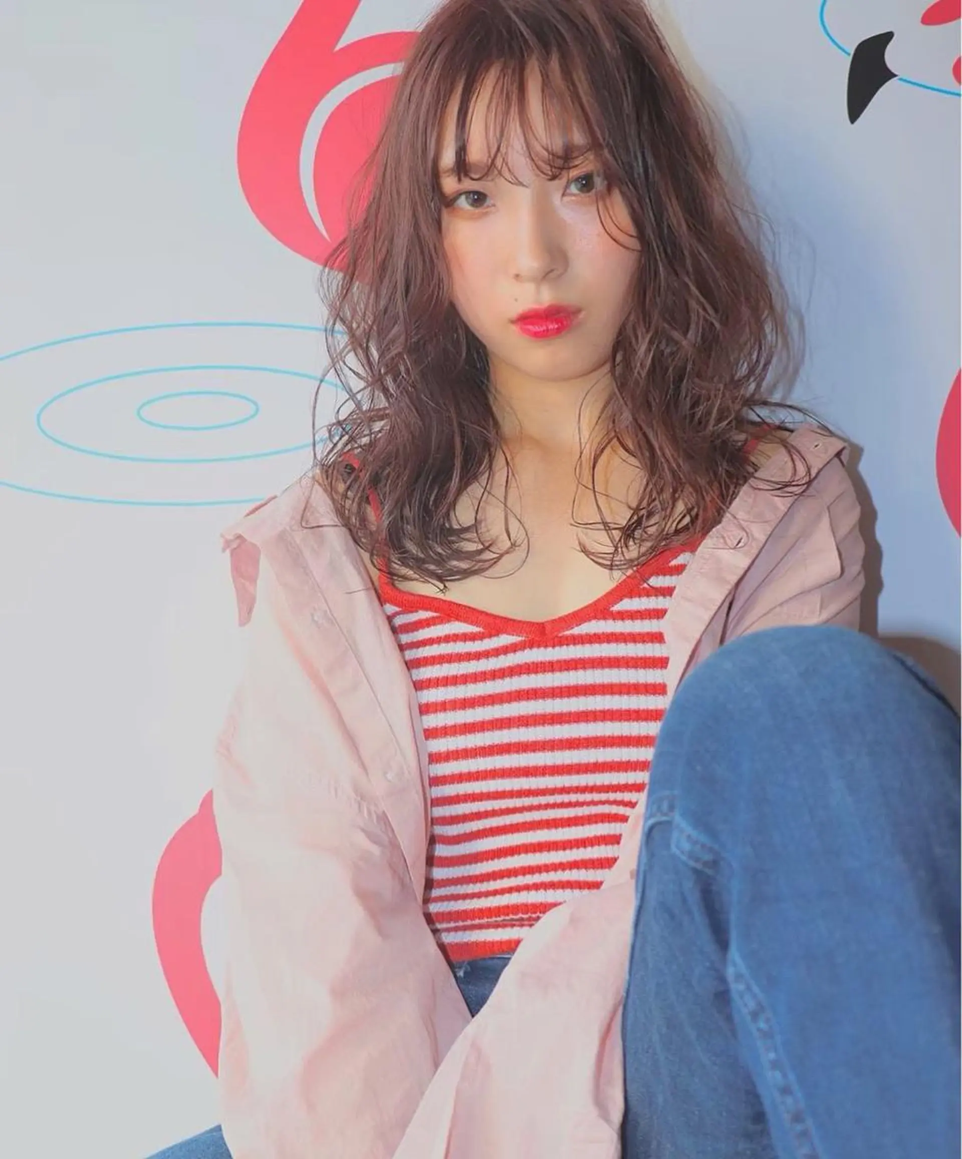 セミロング カラー カット ヘアカラー トリートメント 萌花　moeka /韓国/レイヤーのヘアスタイル