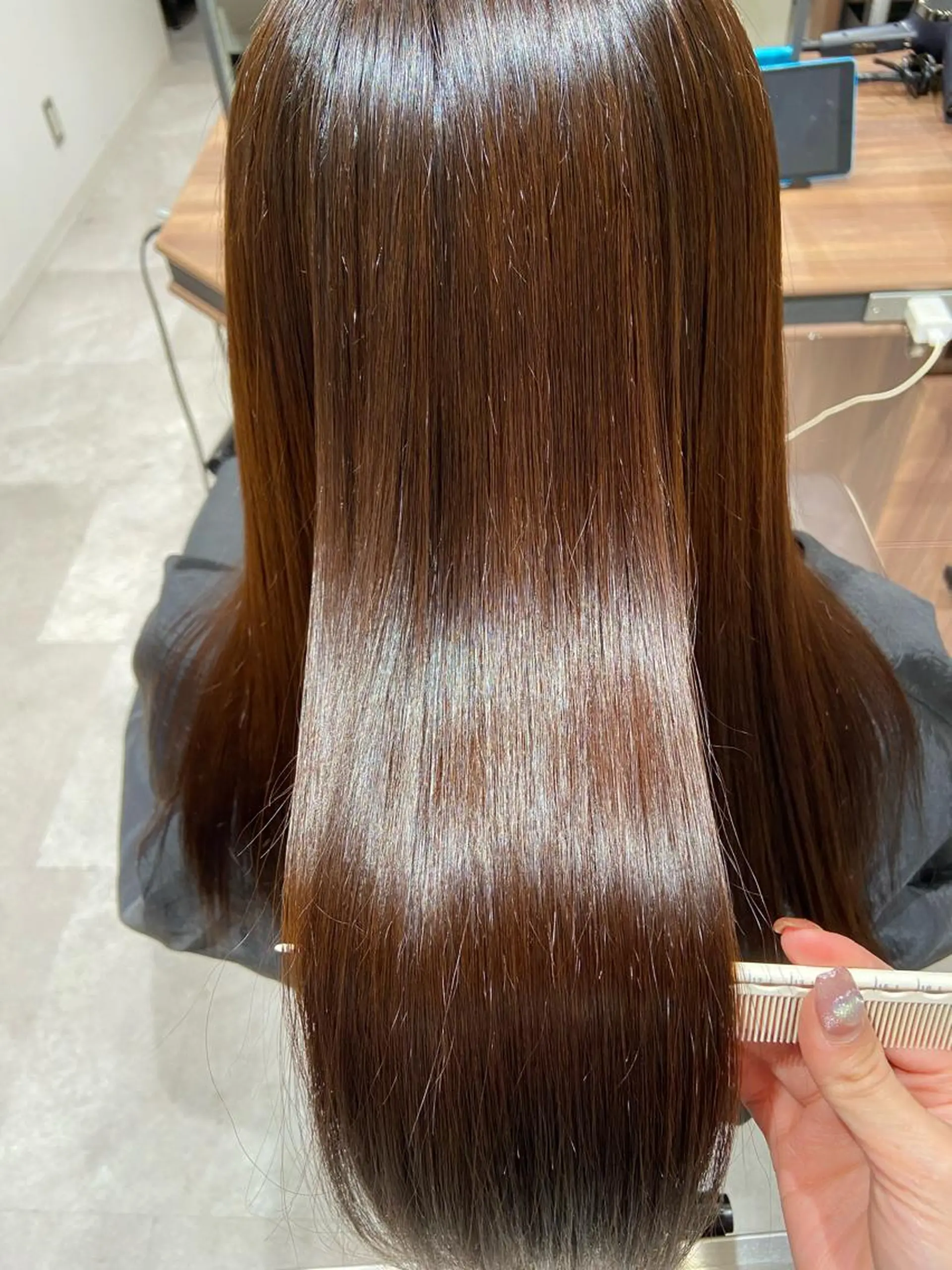 ロング カット 縮毛矯正 トリートメント 山田 悠朱里のヘアスタイル