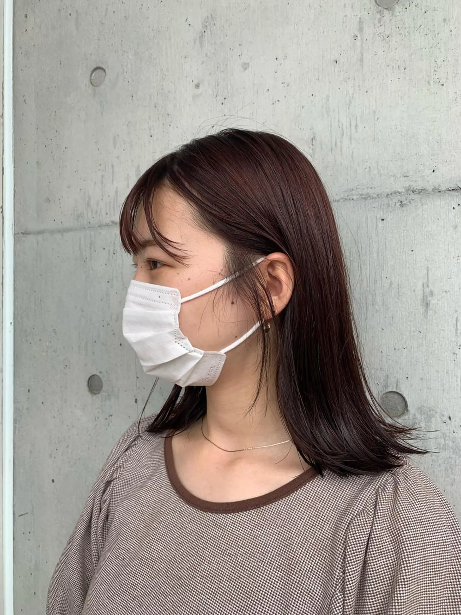 ミディアム カラー ブラウンカラー ピンクカラー ピンクブラウン カネコ ユカリのヘアスタイル