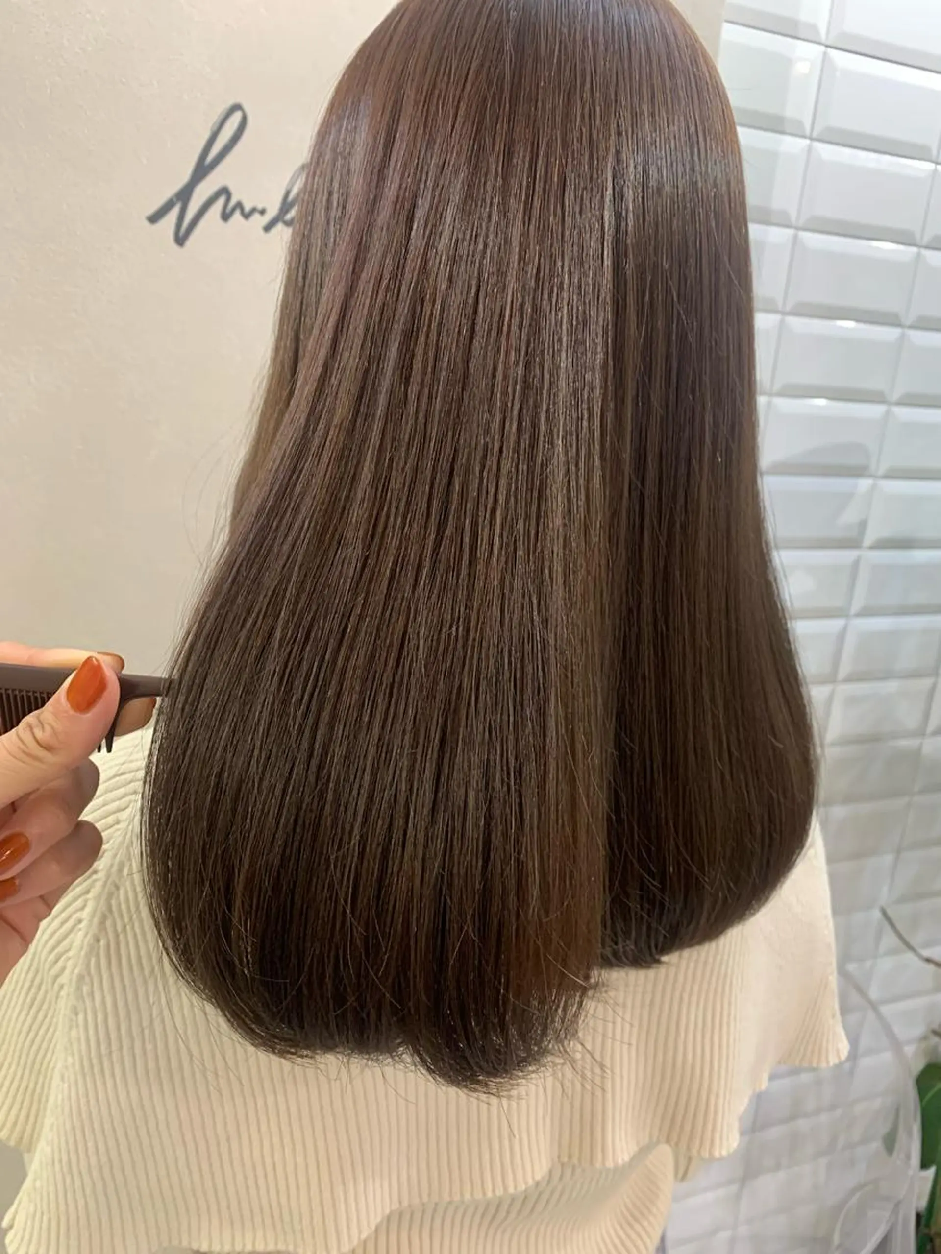 ロング カラー グレージュ カット ヘアカラー トリートメント hub hair レイヤー/透明感のヘアスタイル