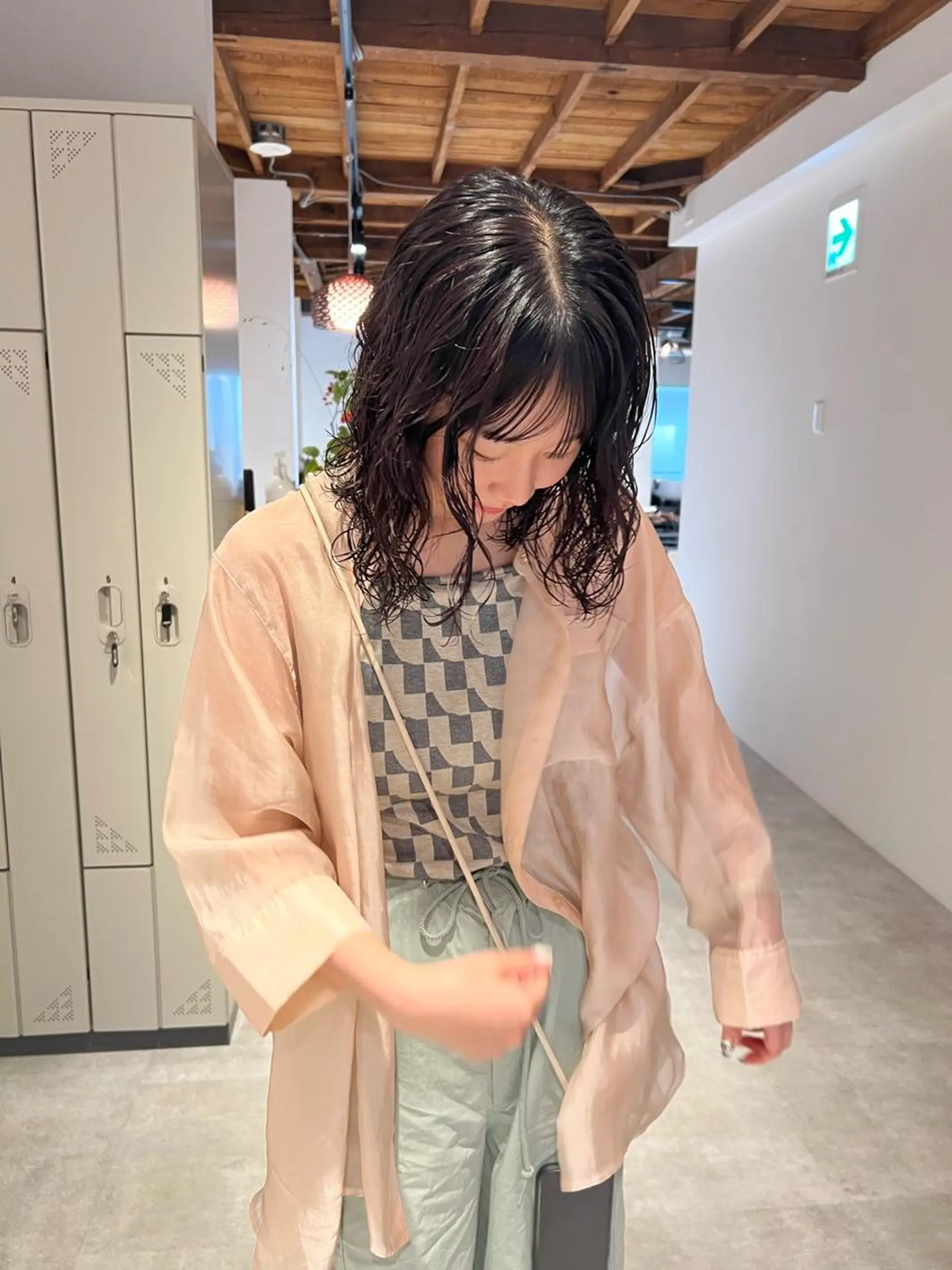 セミロング カラー パーマ カット パーマ io濱川 遥のヘアスタイル