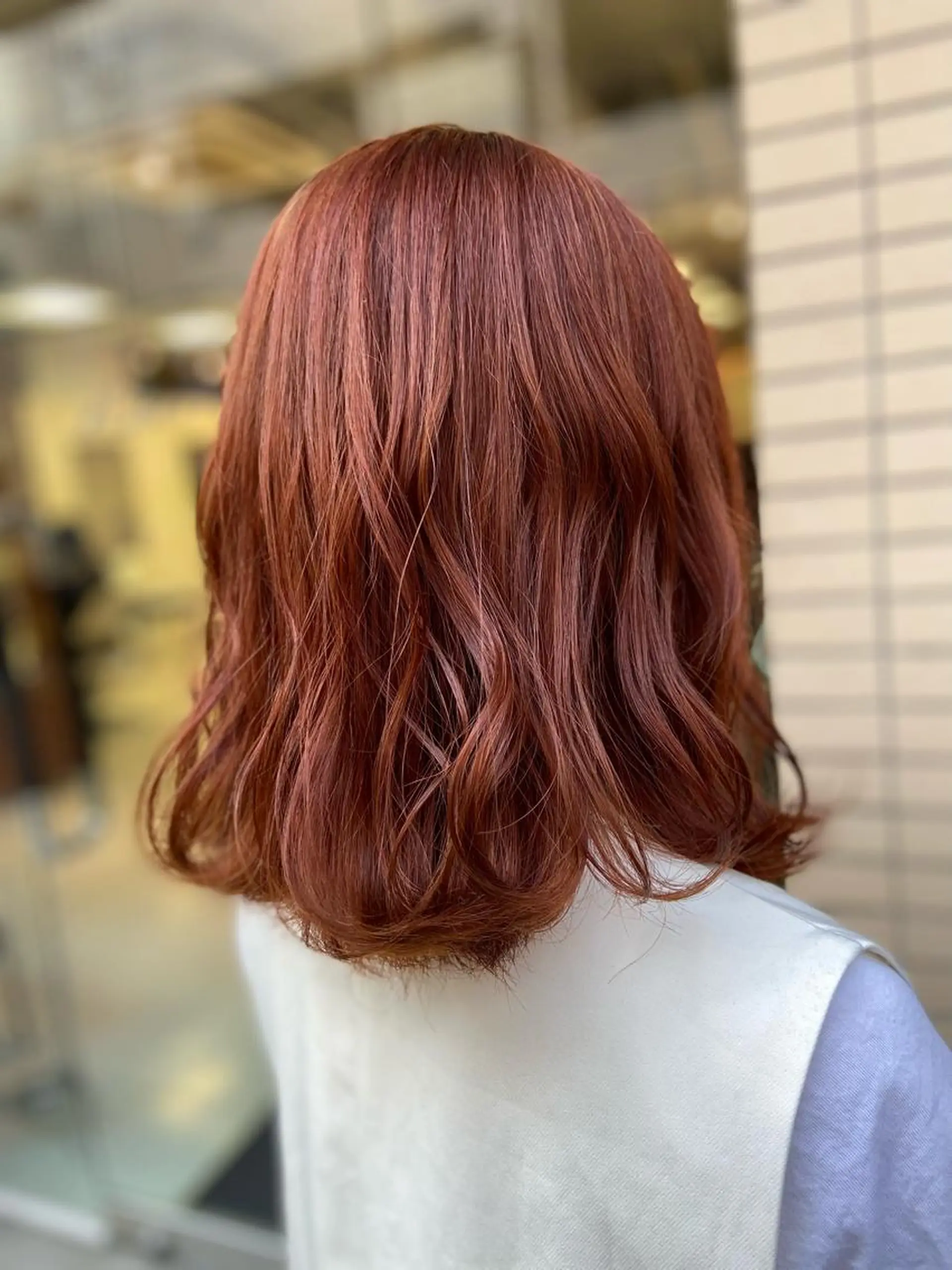 ミディアム カラー ベージュカラー ブリーチ オレンジ オレンジベージュ 菊地 美憂のヘアスタイル