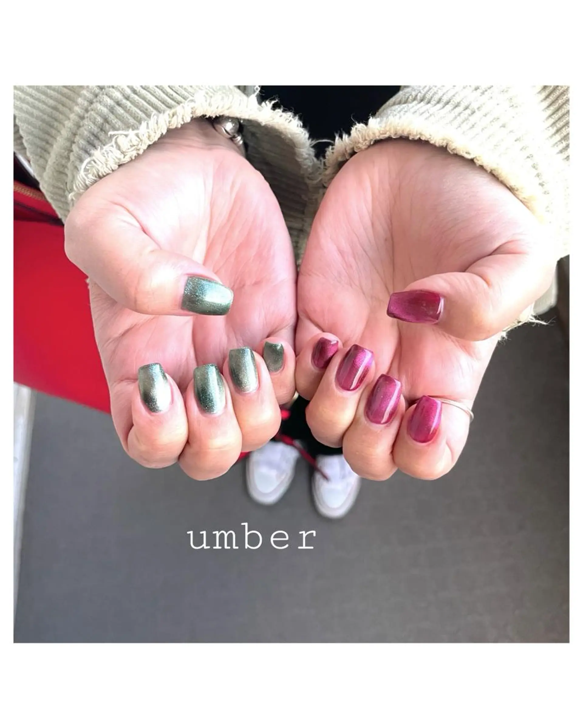 ネイル クリアネイル フラッシュネイル フットネイル フレンチネイル ミラーネイル ハンドネイル umber 三茶1分のネイルデザイン