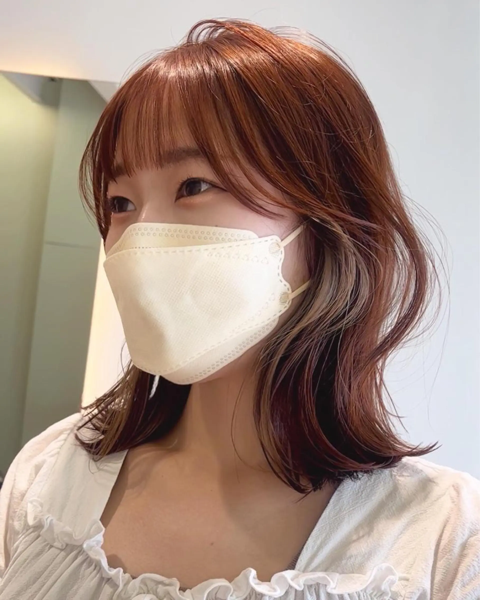 ミディアム オレンジブラウン 村松 萌のヘアスタイル