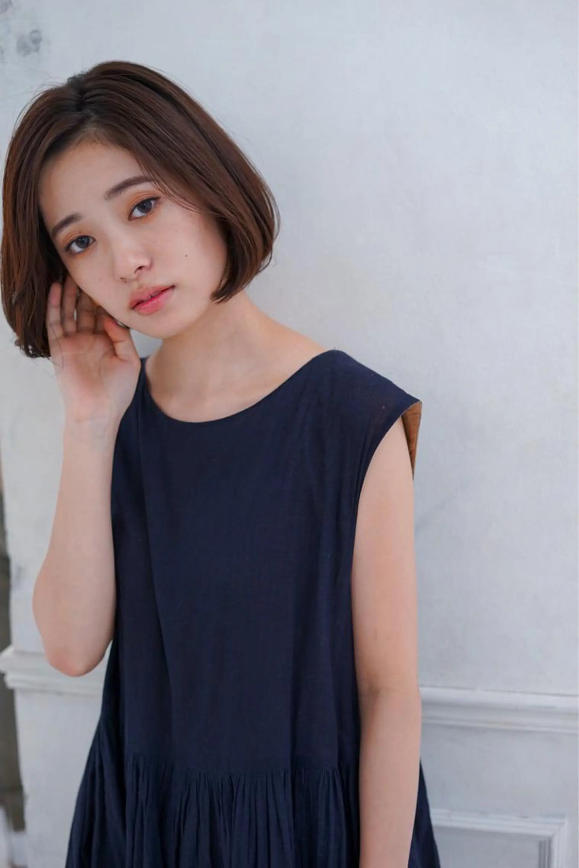 ミディアム カラー ミディアムパーマ アッシュ ブリーチ ケアブリーチ 透明感カラー モリシュンスケ /レイヤー/髪質改善のヘアスタイル