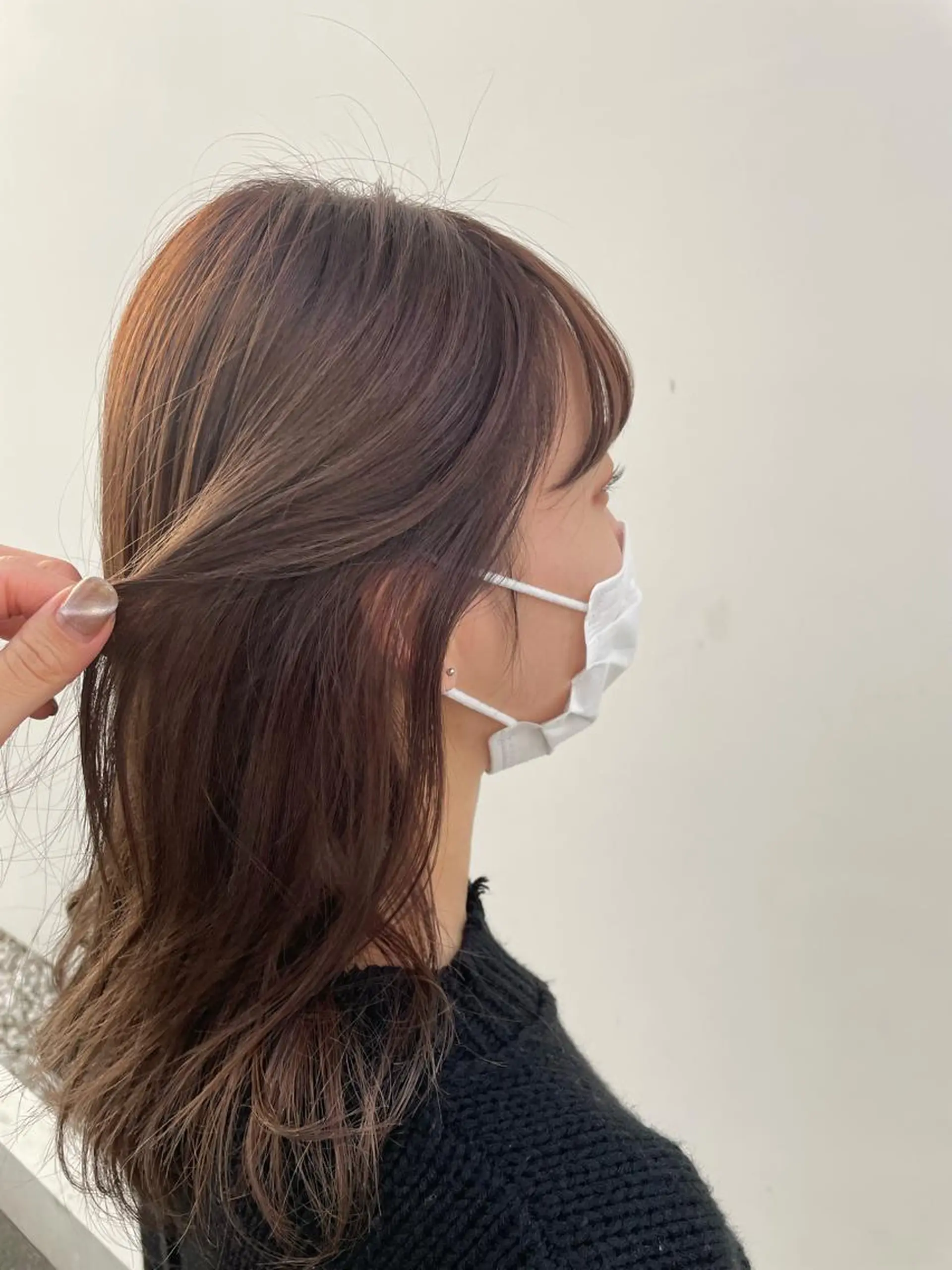 セミロング カラー Rinka/梅田/ 透け感カラー🤎のヘアスタイル