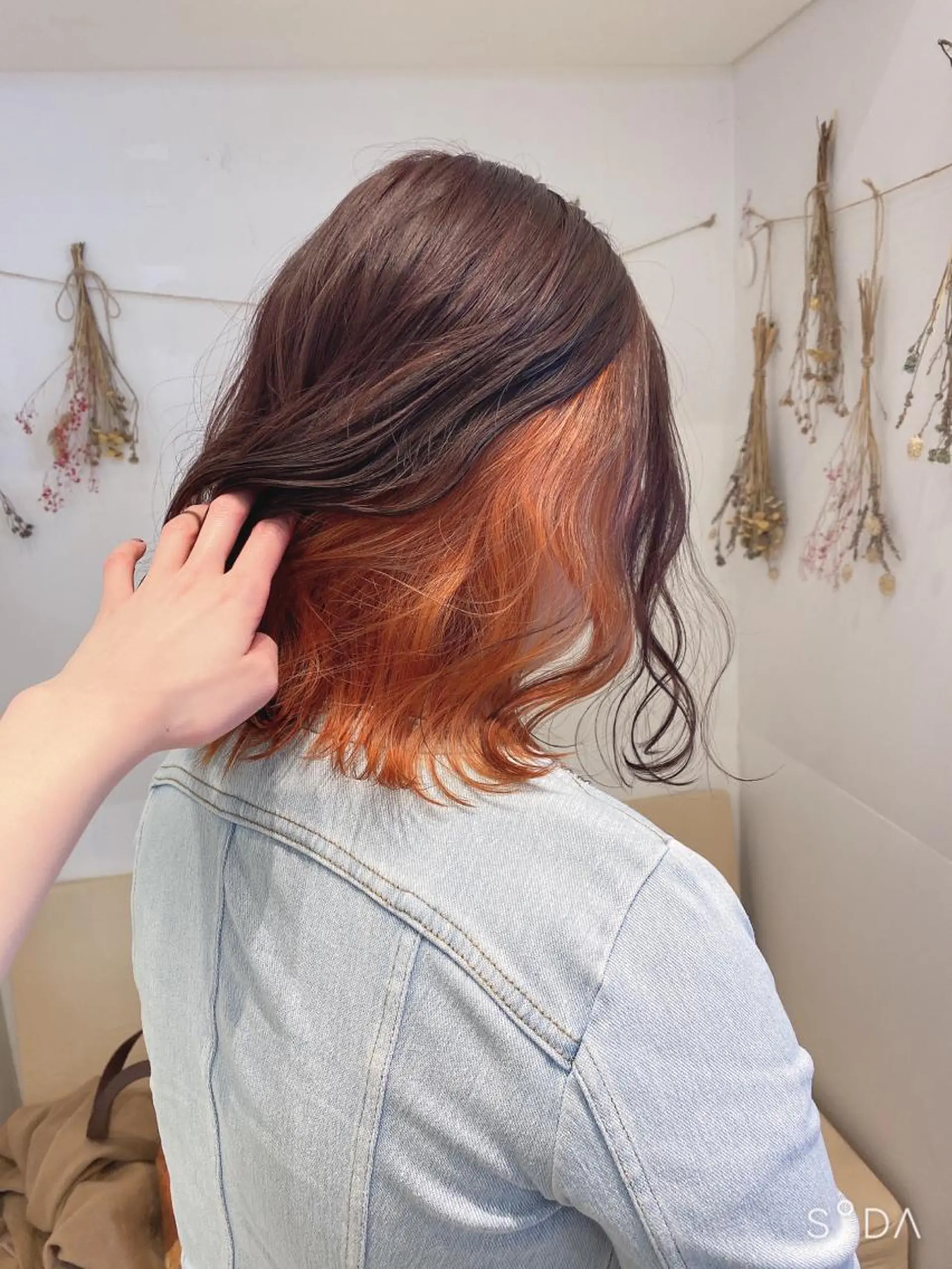 ミディアム カラー ボルドーカラー オレンジ はだゆうき @hadadan08のヘアスタイル