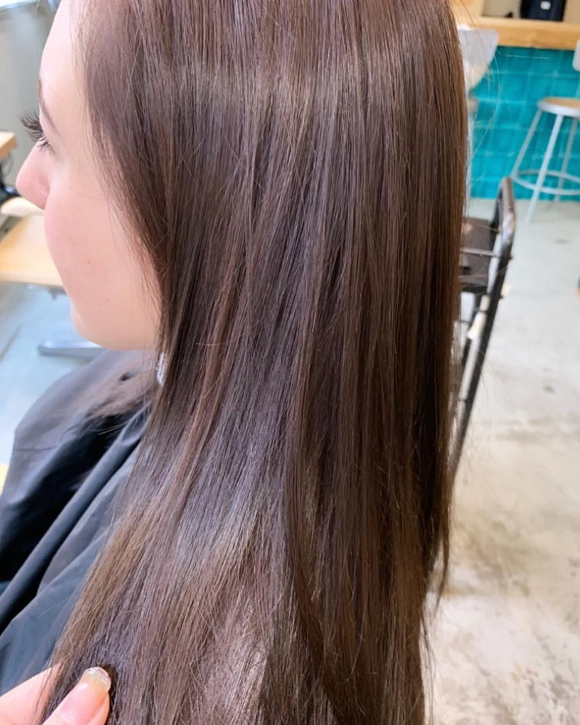 セミロング カラー グレージュ ピンクカラー パーマ美容師 hanaのヘアスタイル