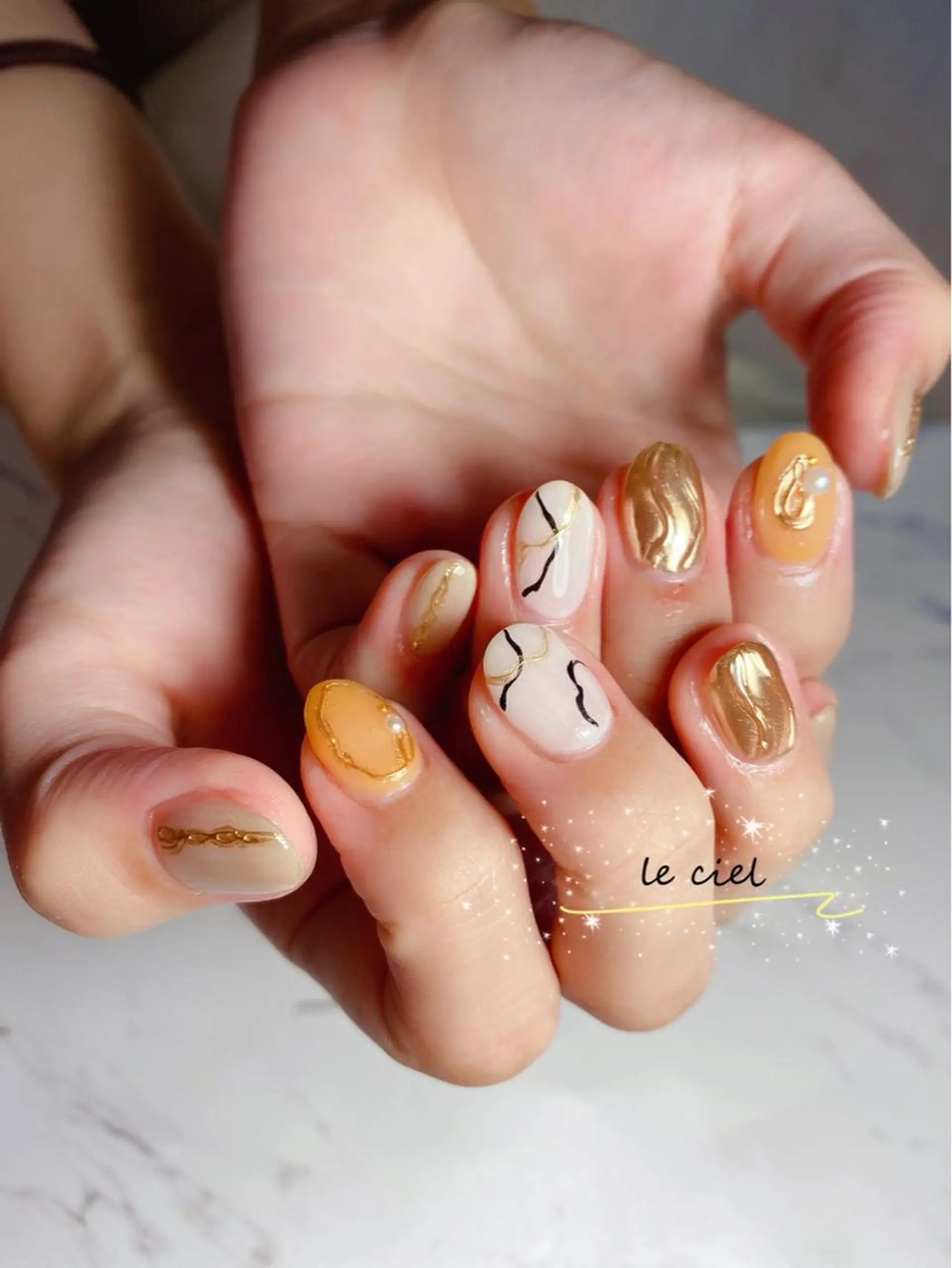 ネイル ジェルネイル ミラーネイル 持ち込み ショートネイル シンプルネイル Naka Rieのネイルデザイン