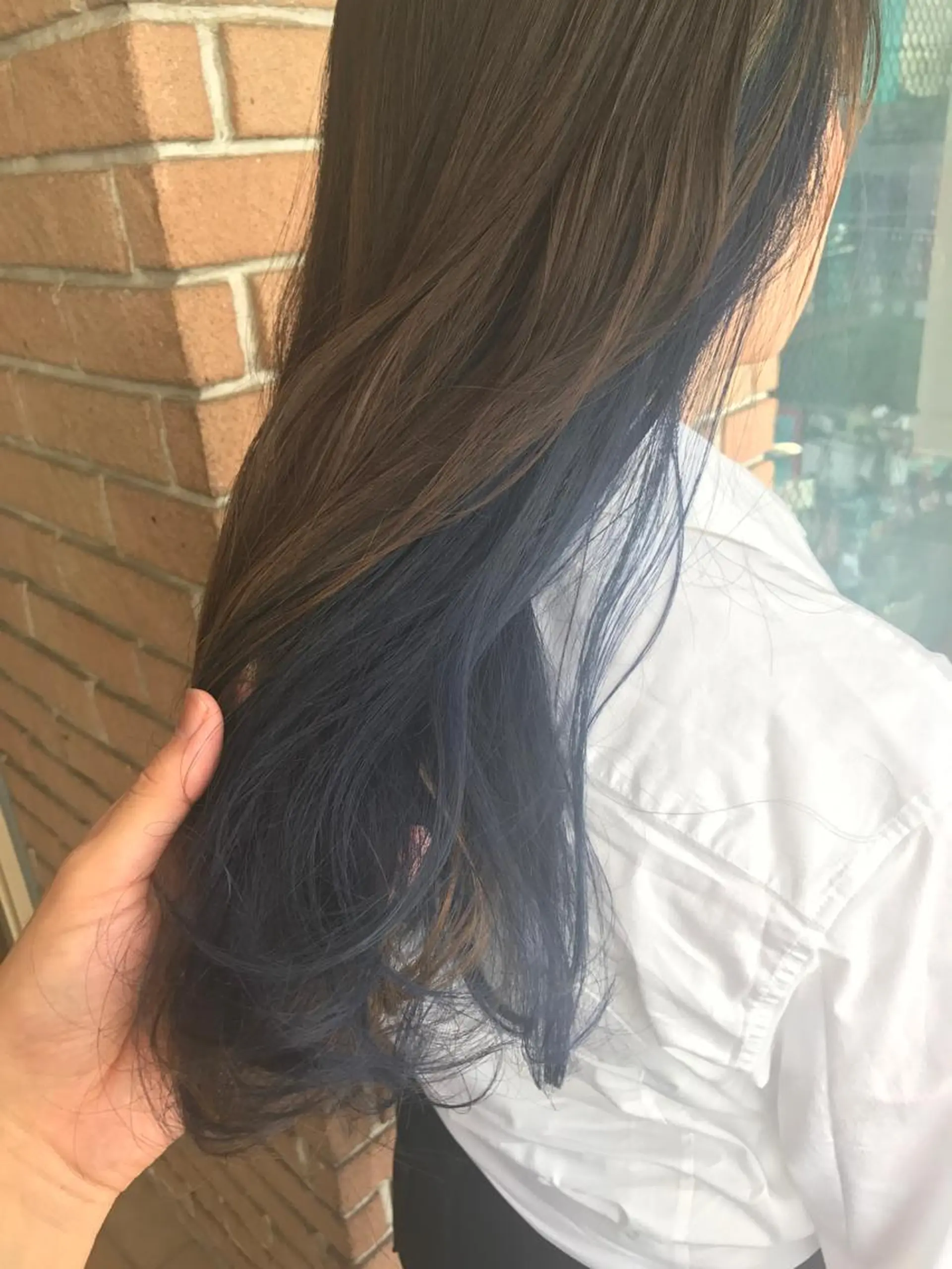 ロング カラー パーマ ヘアアレンジ メンズ キッズ ネイル マツエク・マツパ ダブルカラー ネイビーカラー ネイビー サロンドミルク 原宿のヘアスタイル