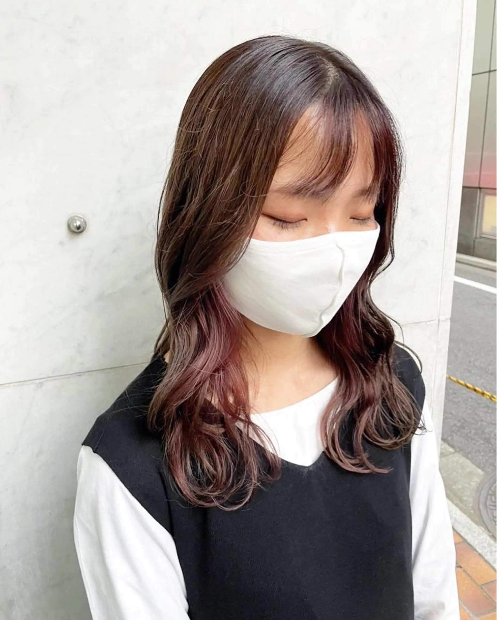 ロング カラー ピンクカラー JIL BLAN 京都所属・RU RIのヘアスタイル