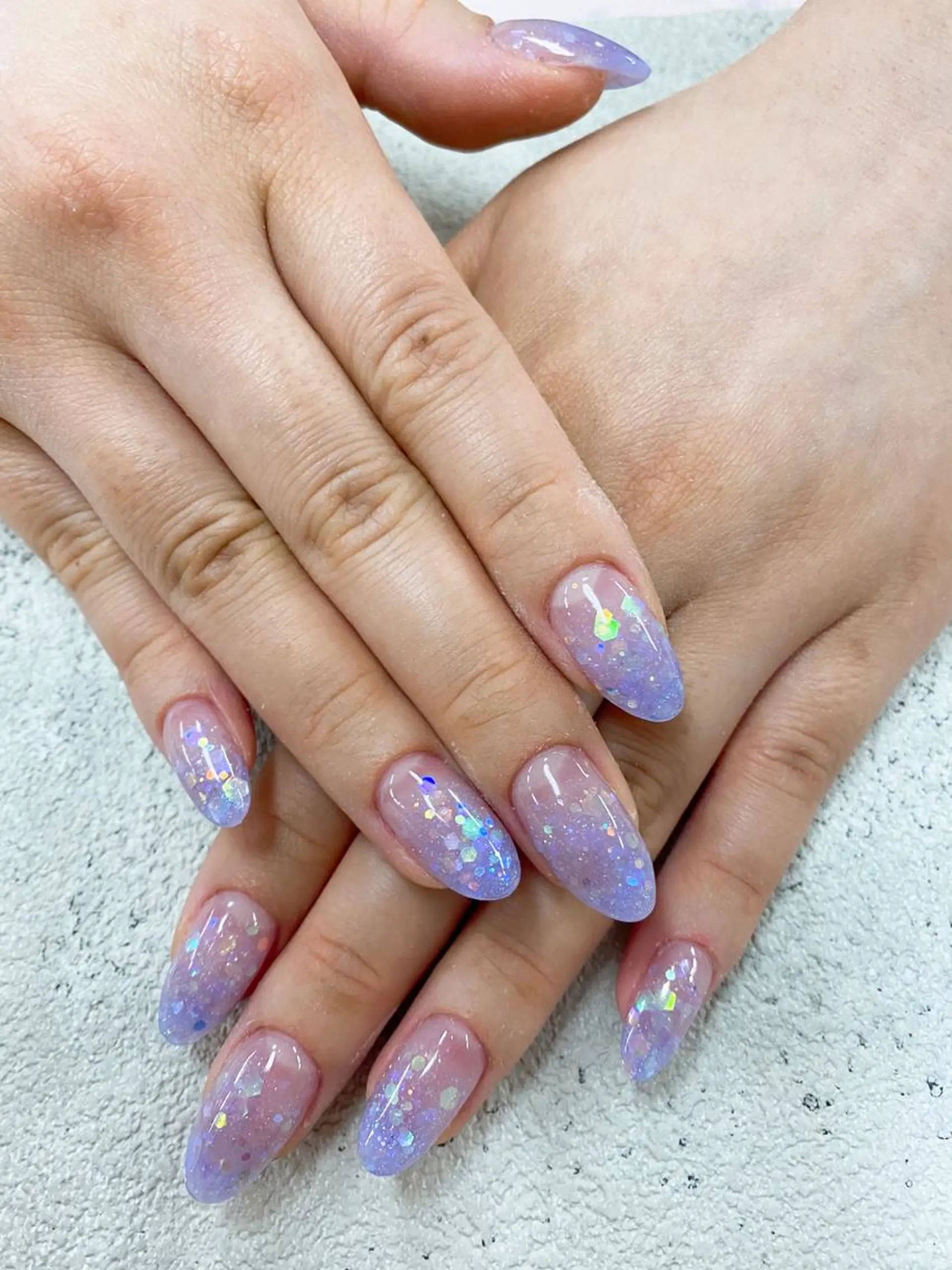 ネイル グラデーション ラメ(グリッター) ラメグラデーション スカルプネイル nail &eye    ADDICT OHORI所属・addict 練習中のネイルデザイン