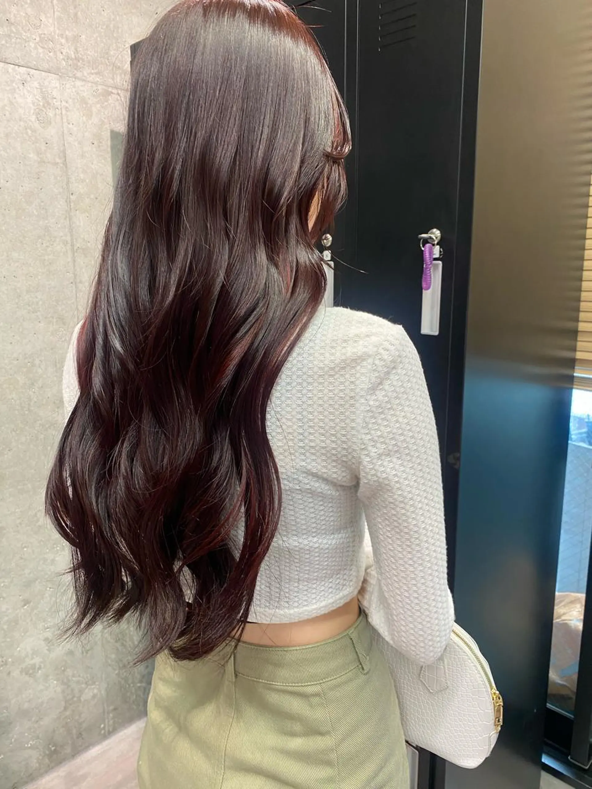 ロング カラー ブリーチ ブリーチなしカラー レッドカラー hina💟 透明感カラーのヘアスタイル