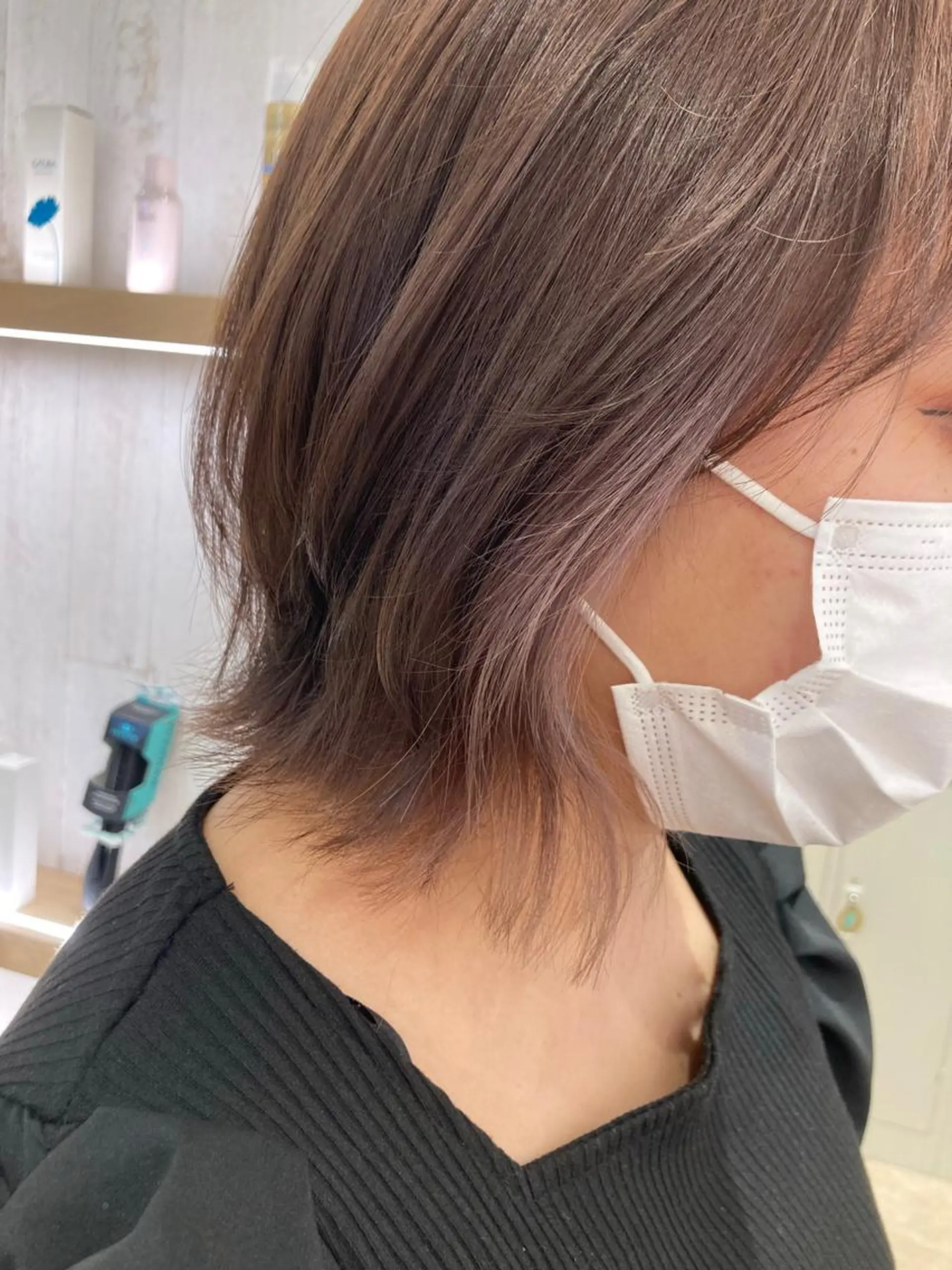 ショート カラー ピンクカラー 野村 さなみ✨ぱっつんボブのヘアスタイル