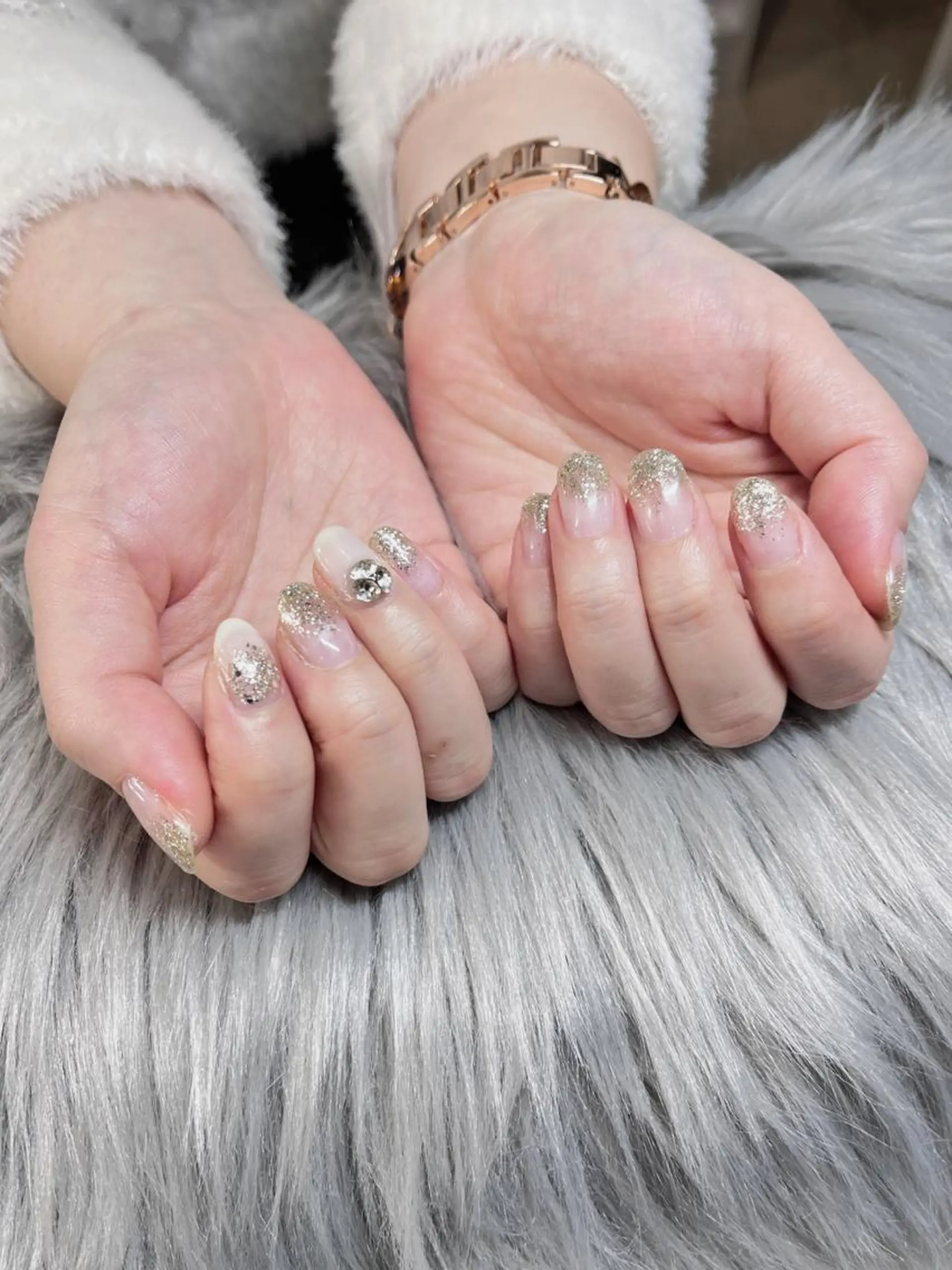 ネイル ラメ(グリッター) ラメグラデーション ストーンネイル SEPTNAIL NISHIZAKIのネイルデザイン