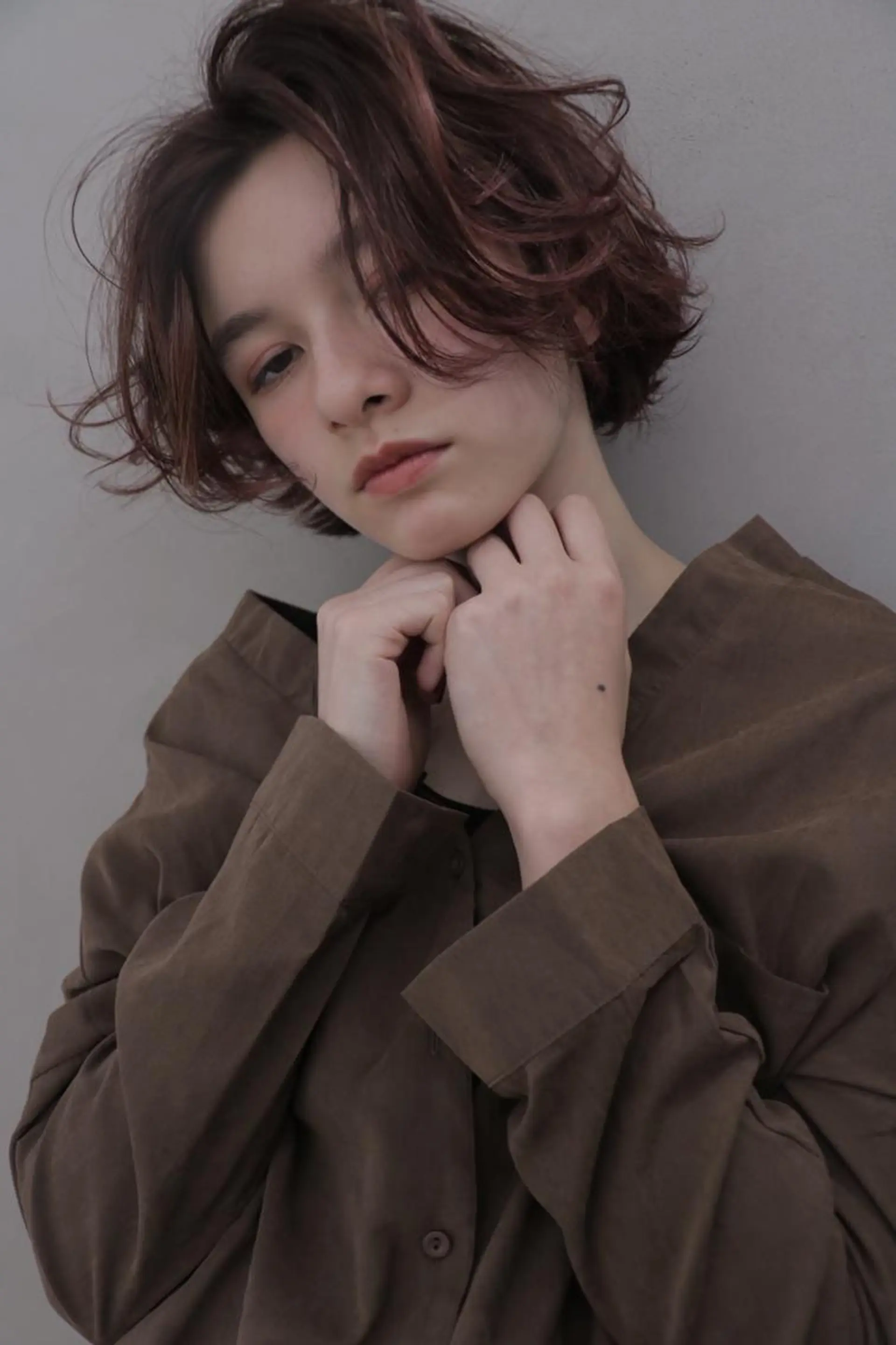 ミディアム カラー ミディアムパーマ アッシュ ベージュカラー ボブ 代表　土屋ヒロユキ ショートカットのヘアスタイル