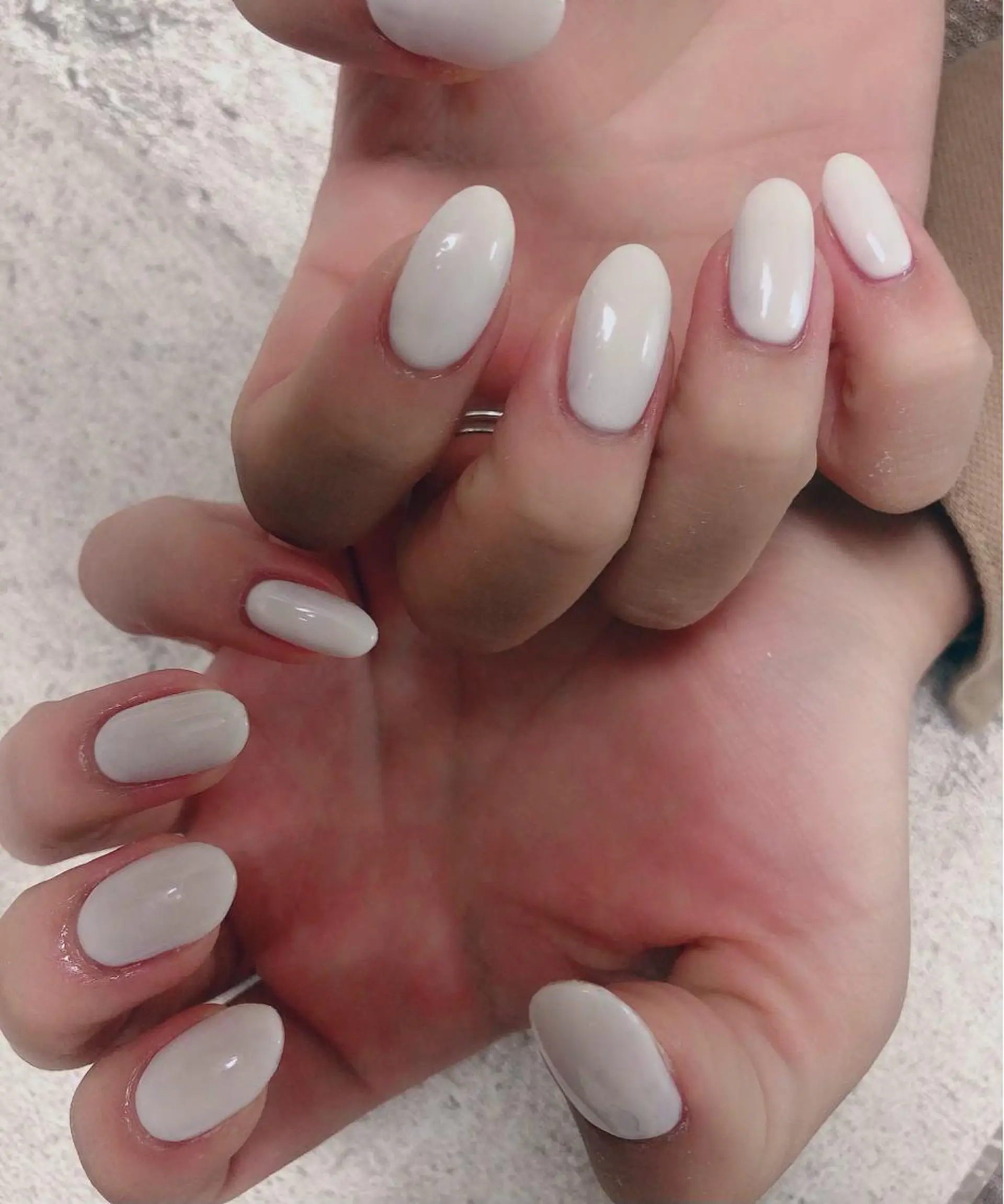 ネイル ワンカラーネイル ホワイト ハンドネイル Mogu nail 二子玉川のネイルデザイン