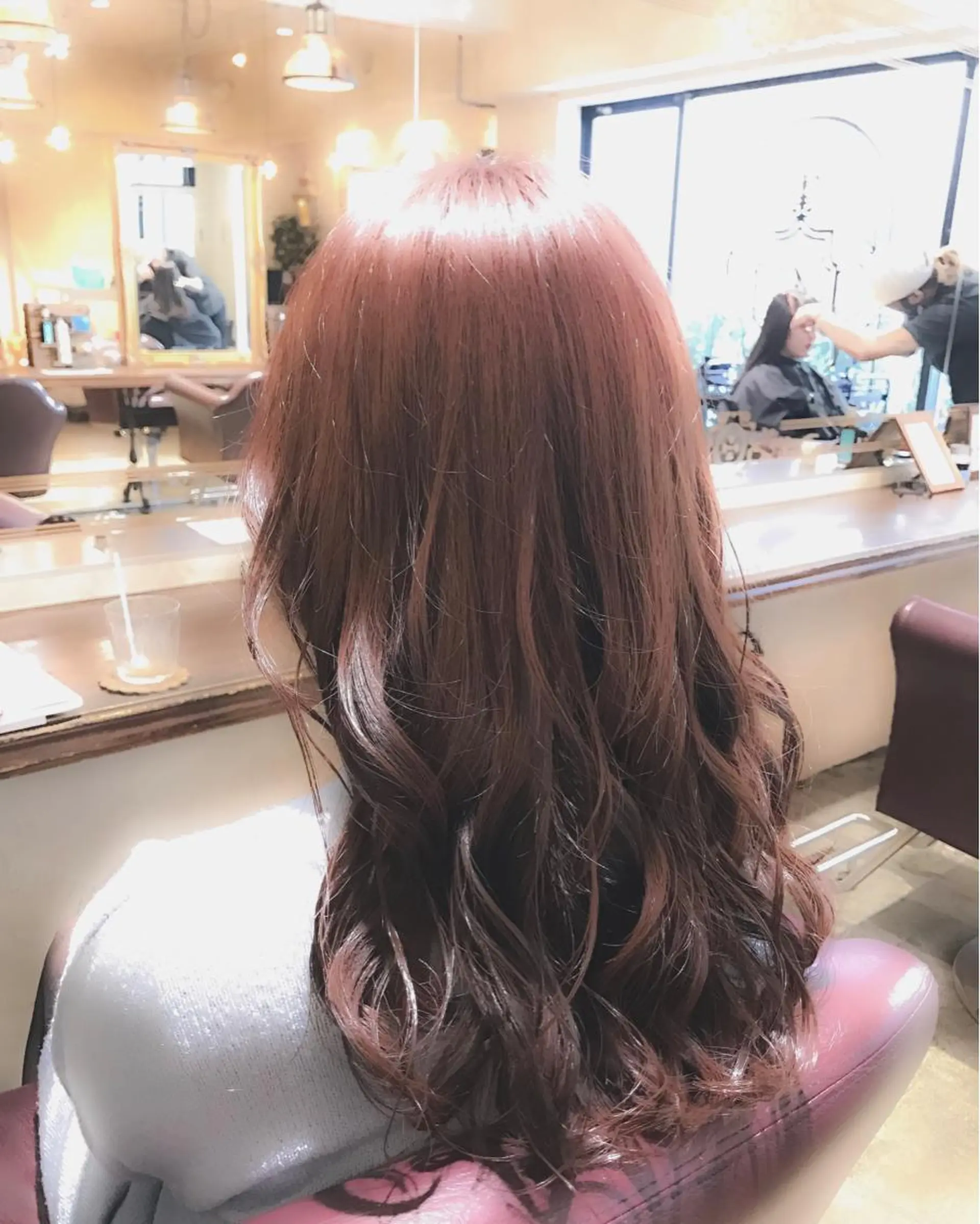 ミディアム カラー パーマ ヘアアレンジ ピンクカラー 🌈髪質改善💕 縮毛矯正✨青木まで✨のヘアスタイル