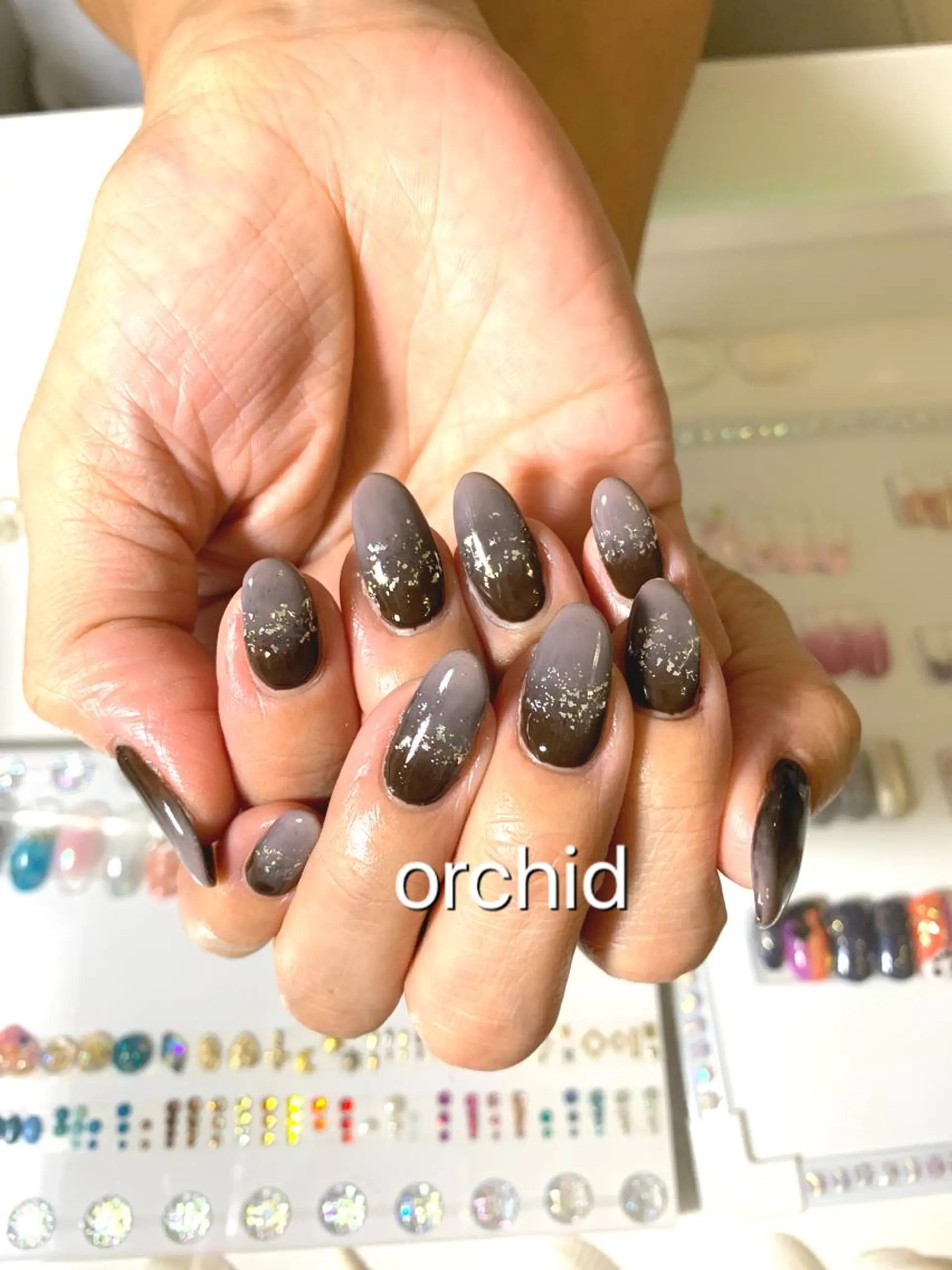 ネイル ブラウン グラデーション orchid ♡オーキッドのネイルデザイン
