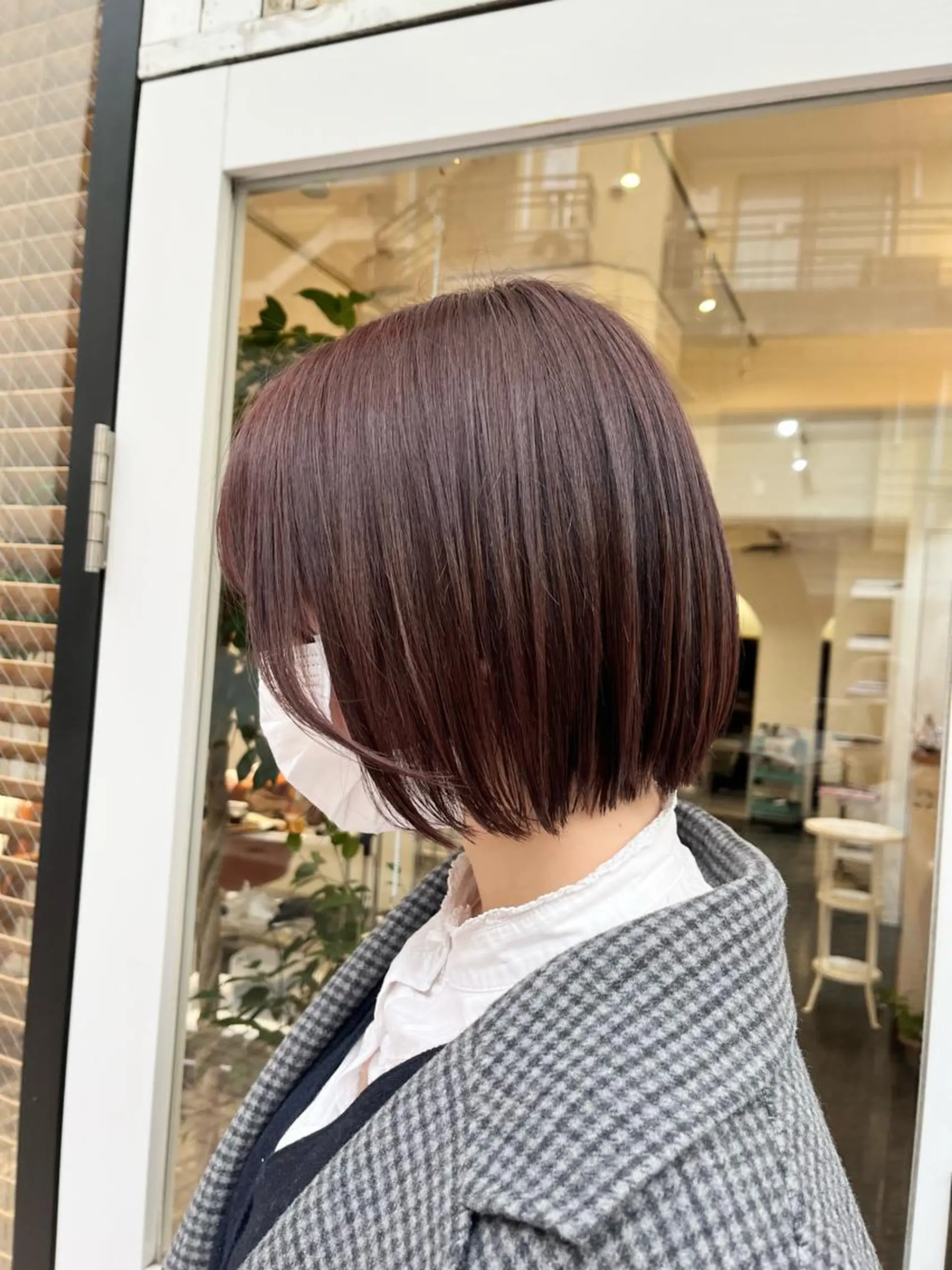ミディアム カラー 切りっぱなしボブ ブラウンカラー ピンクカラー ピンクブラウン ボブ 髪質改善カラー☆ ヘアアレンジmiyuのヘアスタイル