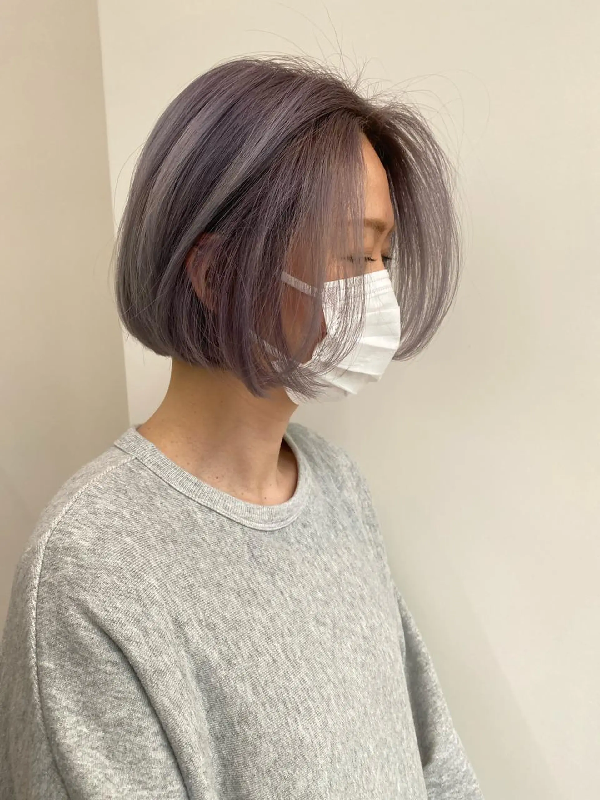 ショート カラー ラベンダーカラー ラベンダーグレー ハイトーン✨ボブ✨ 篠崎良訓のヘアスタイル