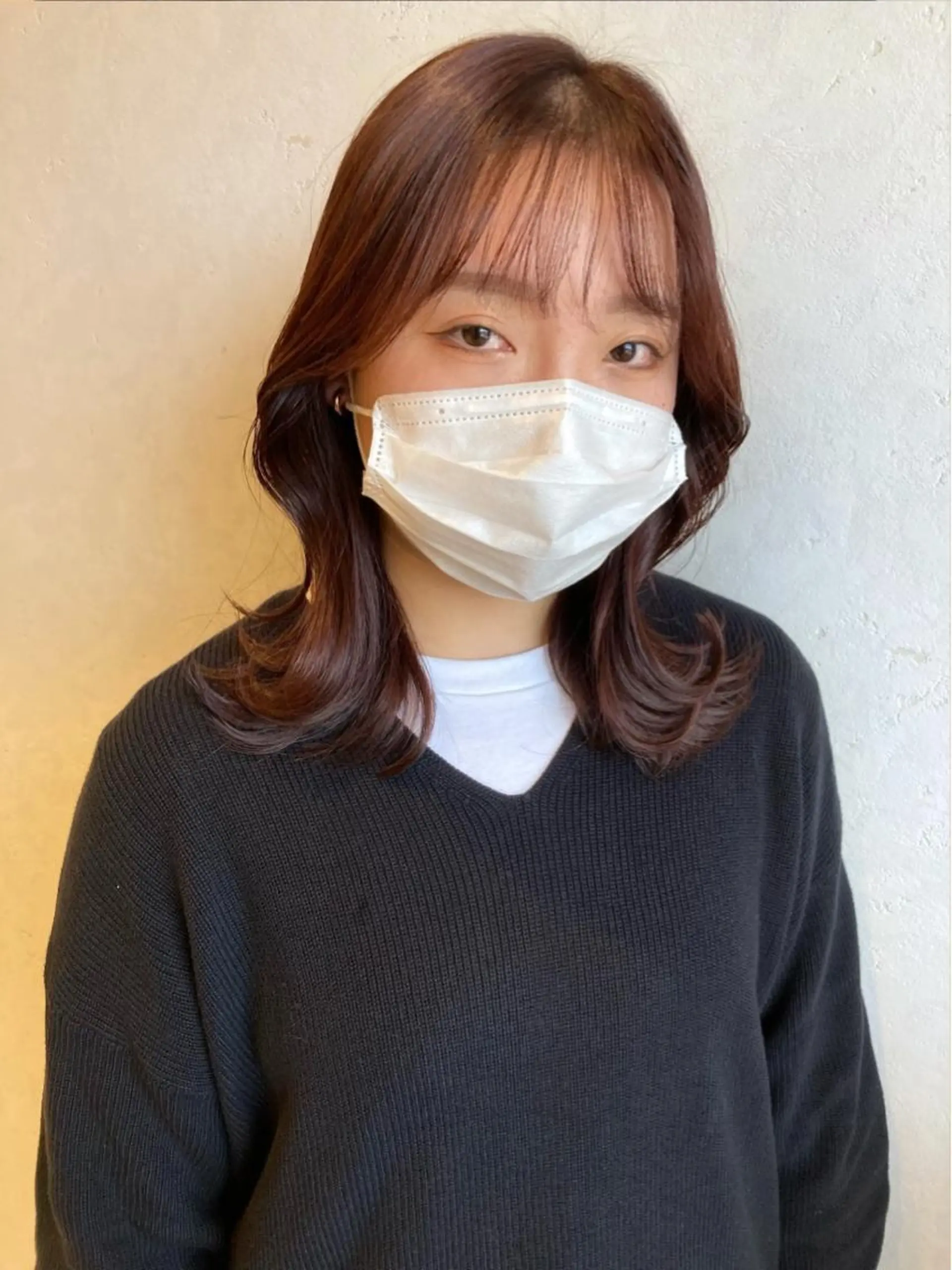 ミディアム カラー ボルドーカラー nono/パーマ /顔まわりカット🐈のヘアスタイル