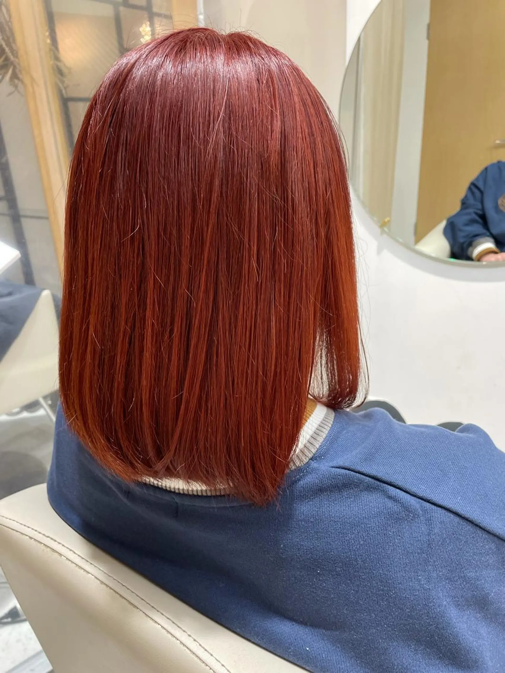 ミディアム カラー ダブルカラー オレンジ 福田 千尋のヘアスタイル