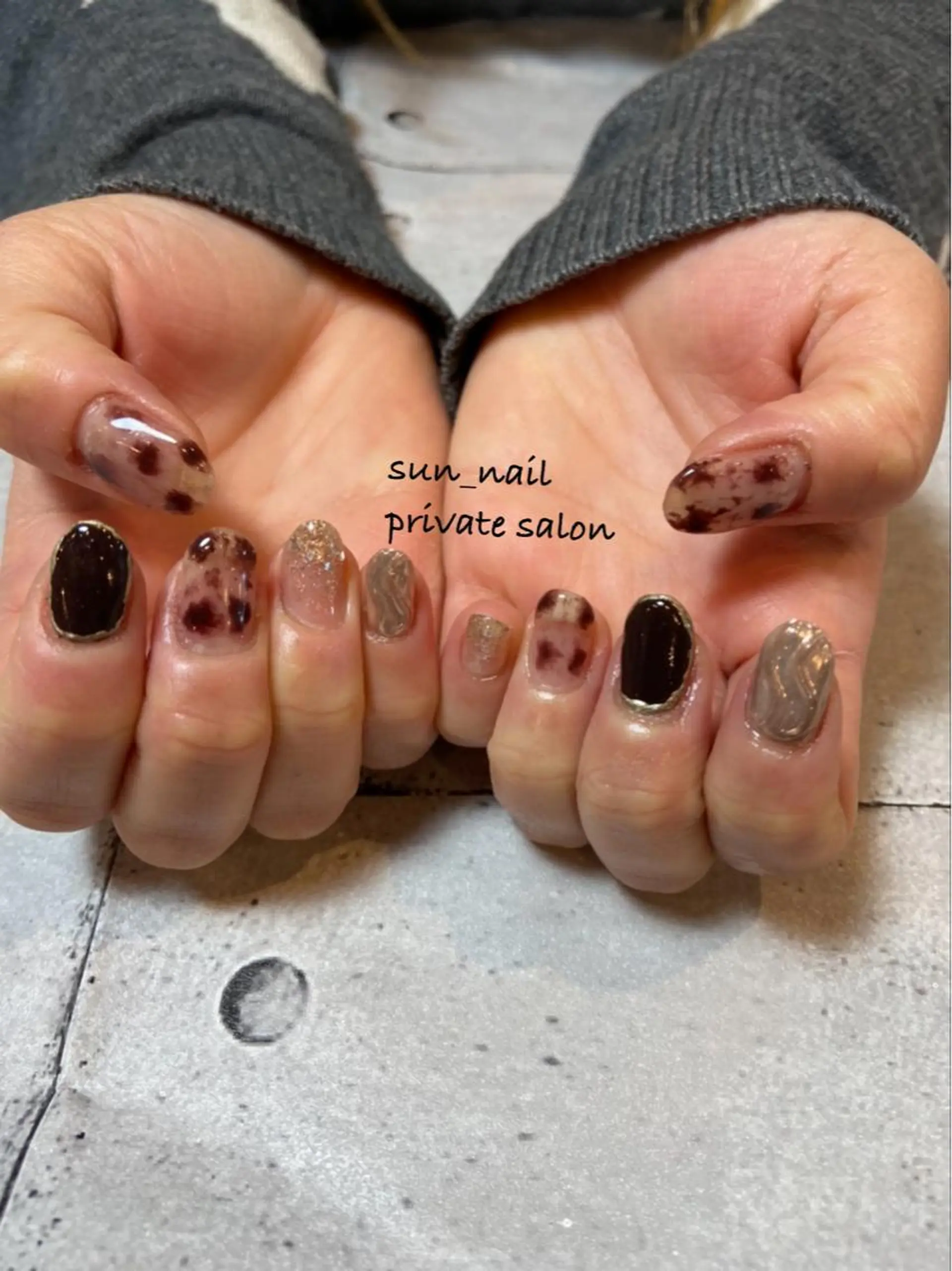 ネイル アートネイル ブラウン ジェルネイル マットネイル ミラーネイル . unffのネイルデザイン