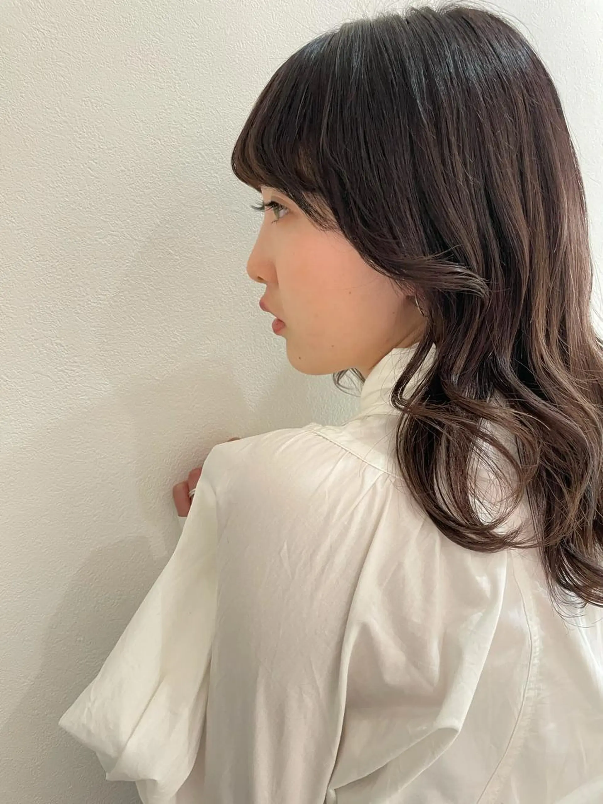 セミロング カラー ベージュカラー 透明感カラー ラベンダーカラー ラベンダーベージュ ヘアカラー 福島成美/髪質改善 縮毛矯正/カラーのヘアスタイル