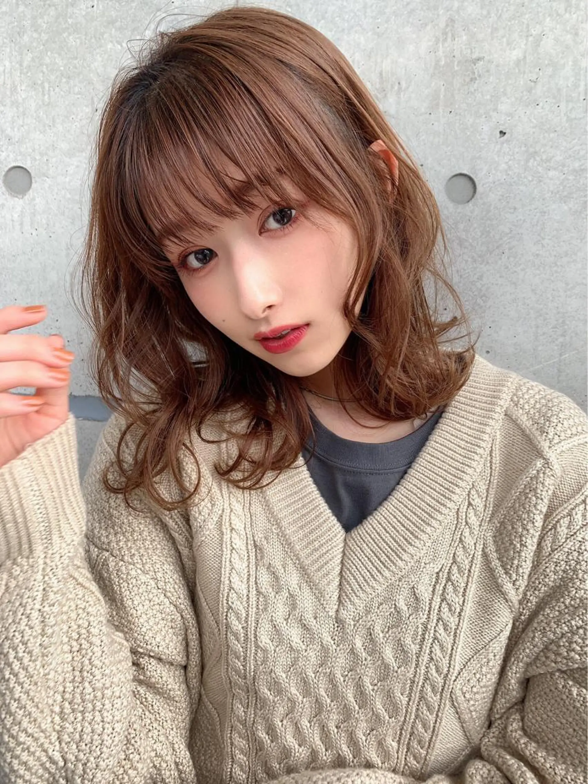 ミディアム パーマ ヘアアレンジ カット 【赤み消しカラー】 中野浩太のヘアスタイル